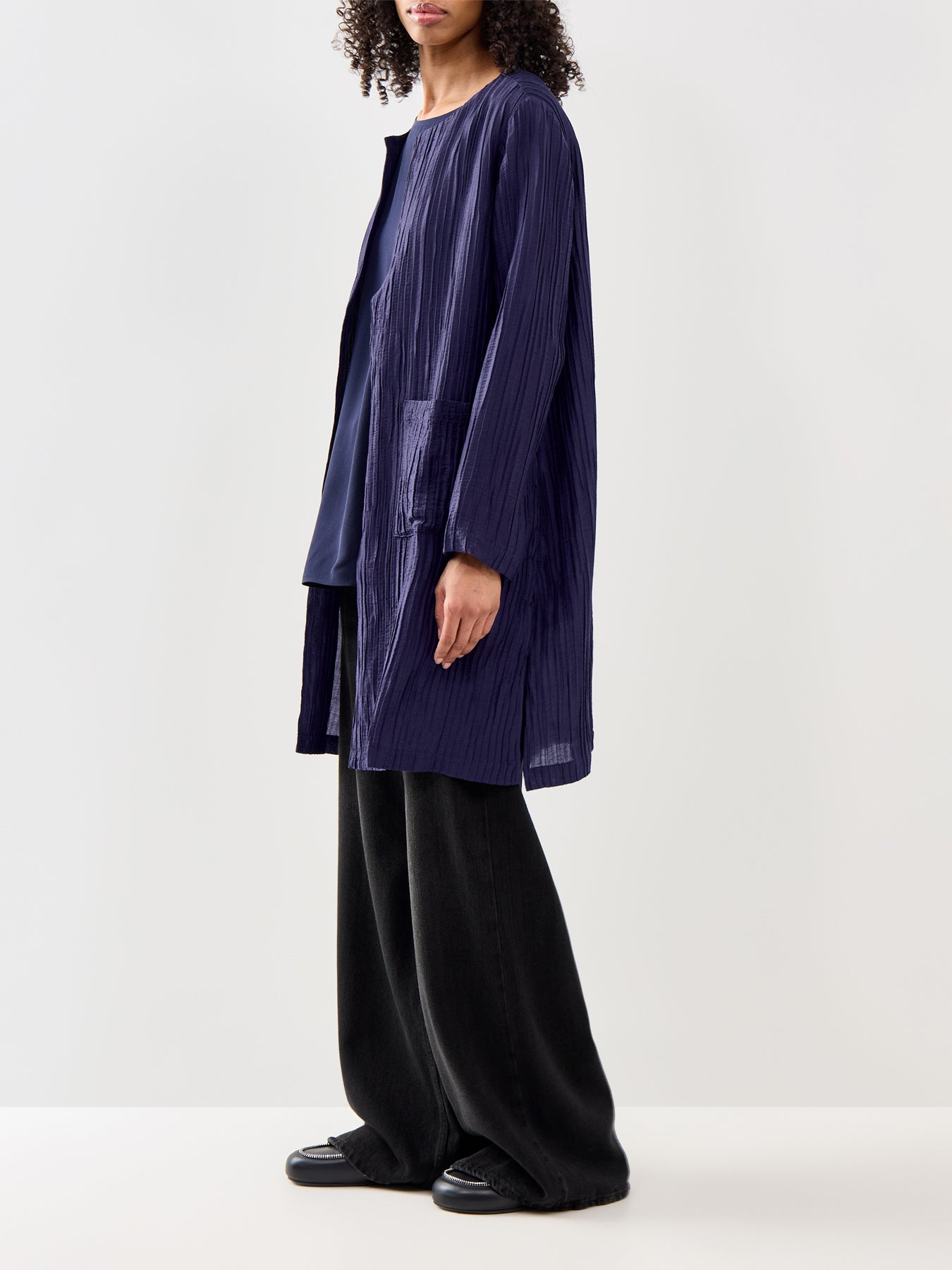 Round Neck Jacket Navy