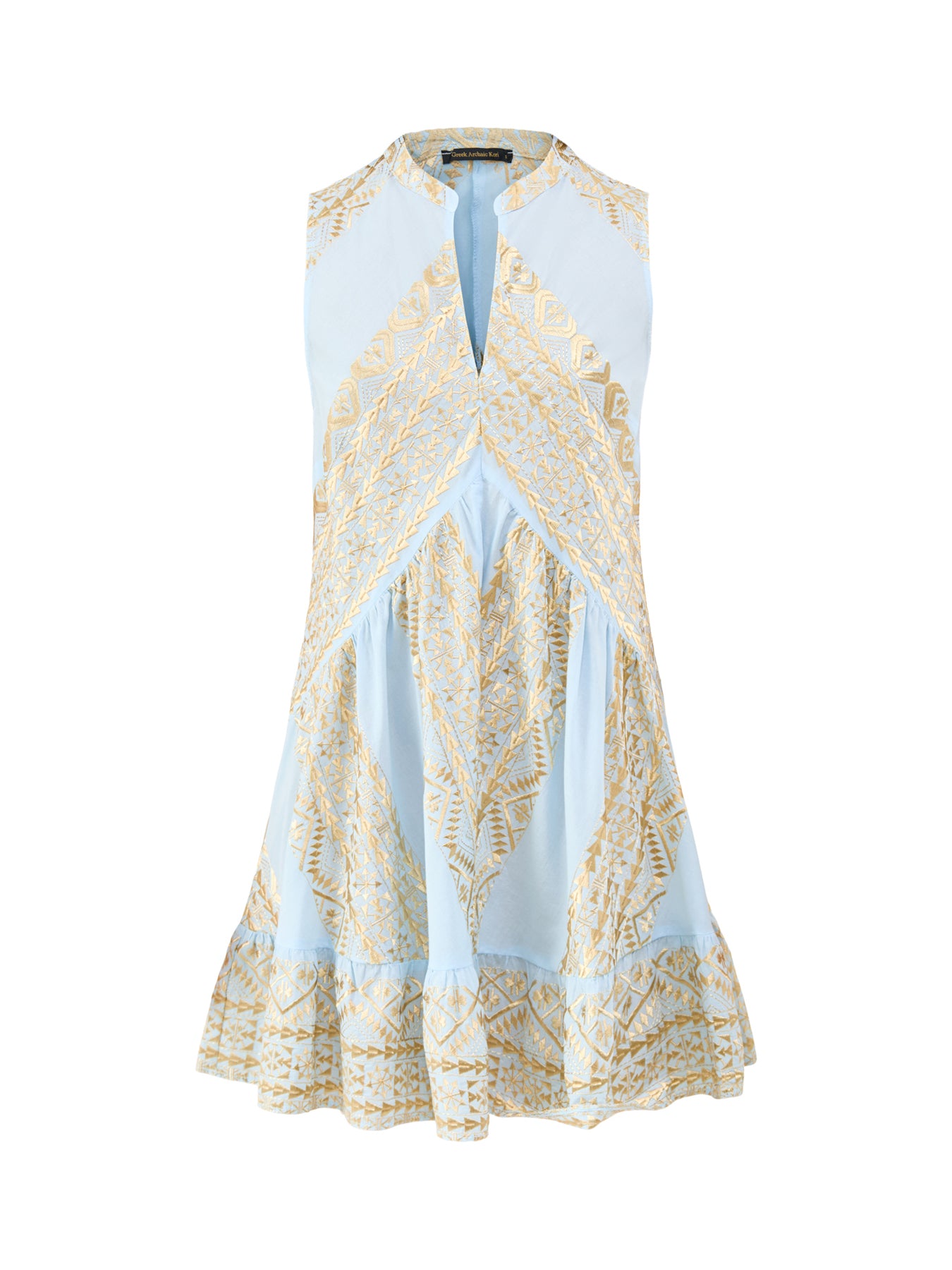 Classic Triangle Sleeveless V Neck Mini Dress Blue