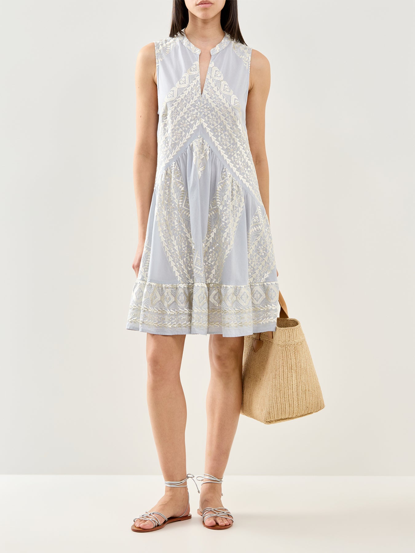 Triangle Sleeveless Mini Dress Grey