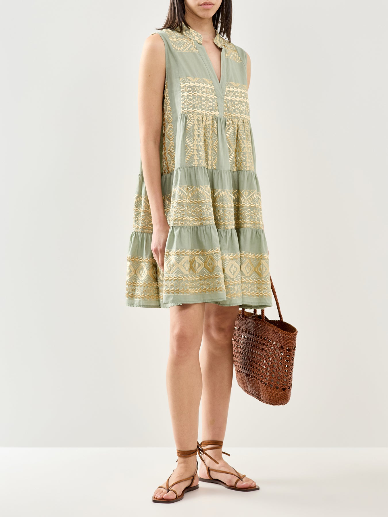 Triangle Sleeveless Mini Dress Khaki