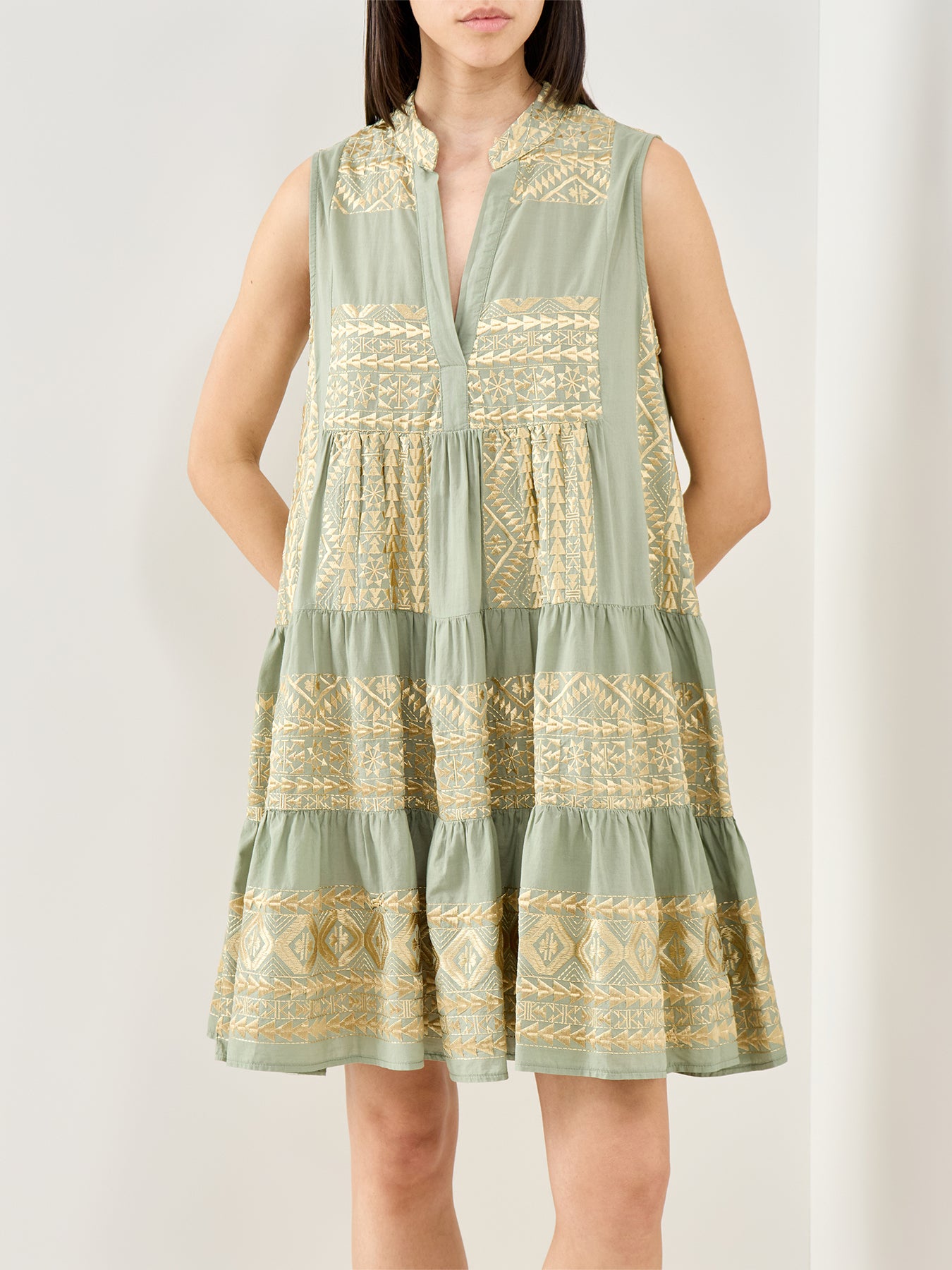 Triangle Sleeveless Mini Dress Khaki