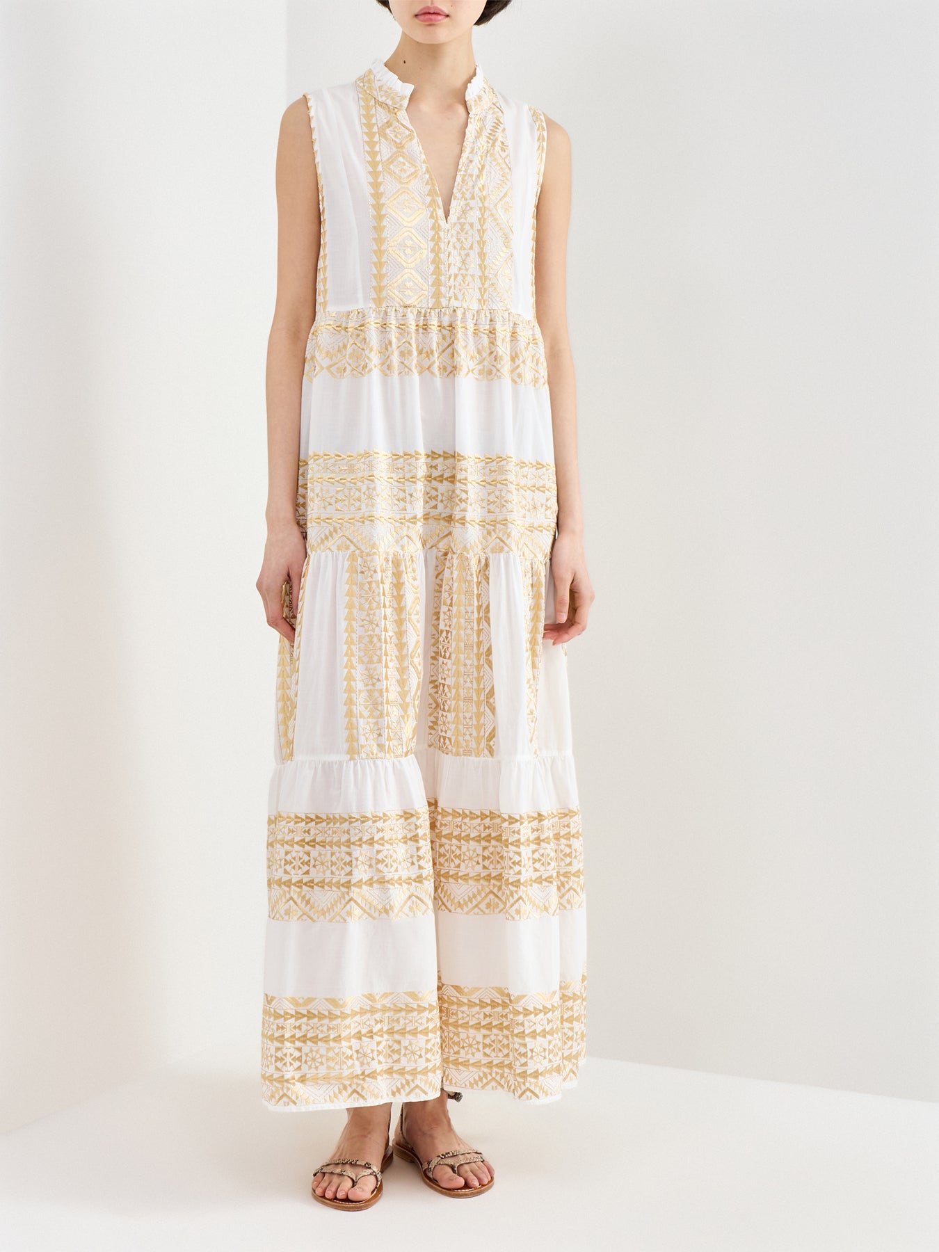 Classic Triangle Maxi Dress White