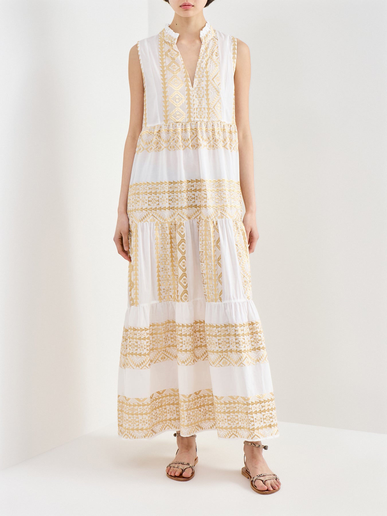 Classic Triangle Maxi Dress White