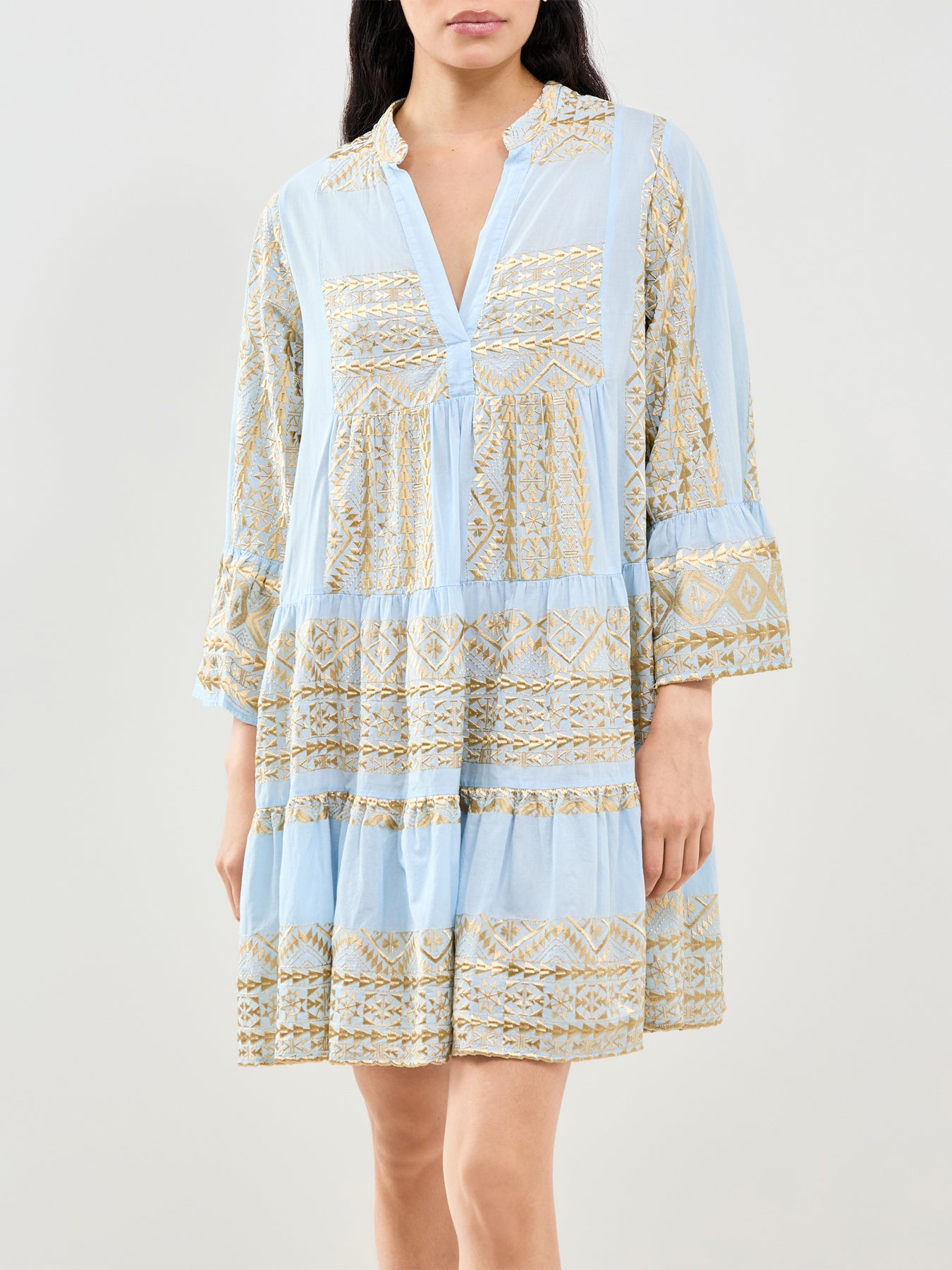 Classic Triangle Long Sleeve Mini Dress Blue