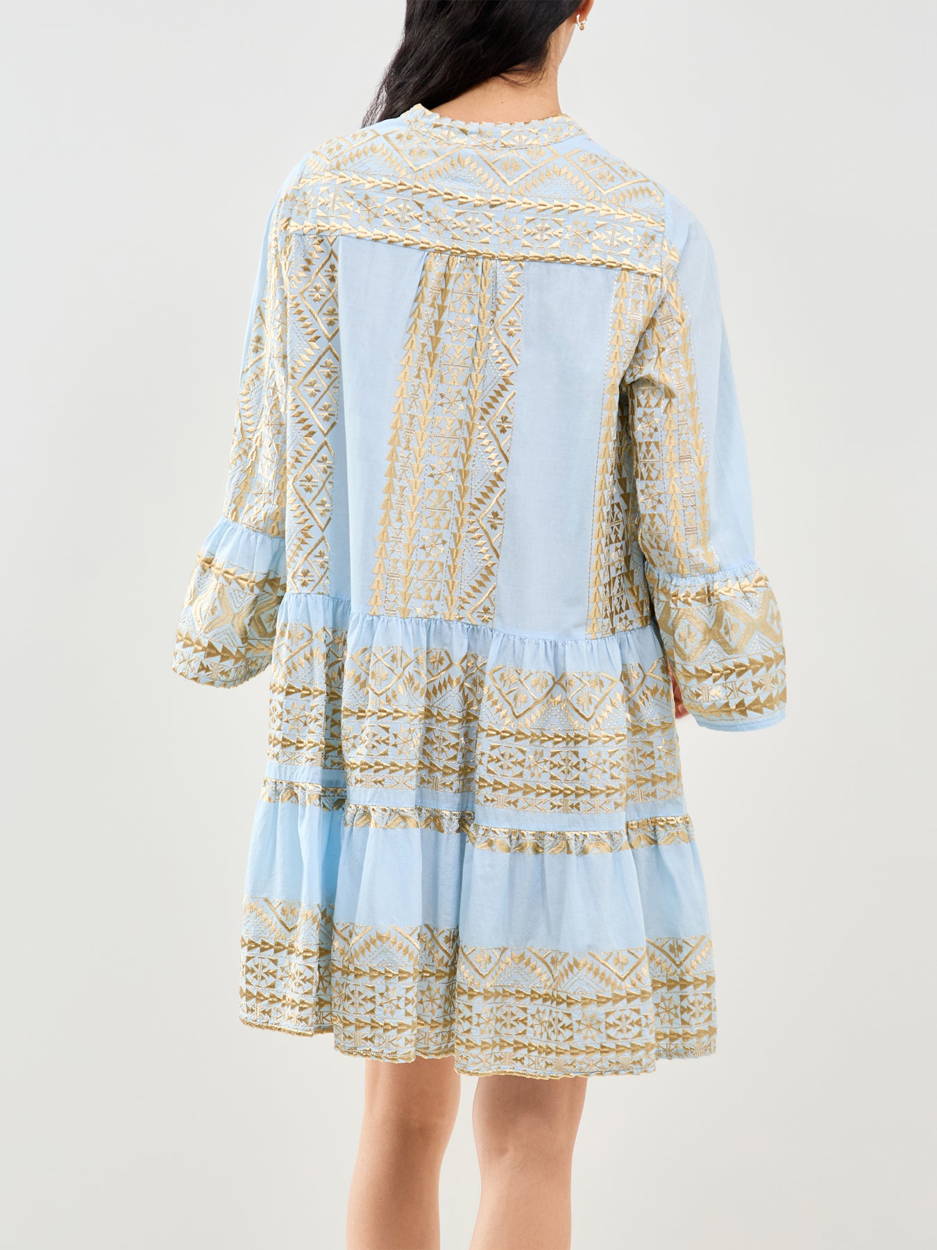 Classic Triangle Long Sleeve Mini Dress Blue