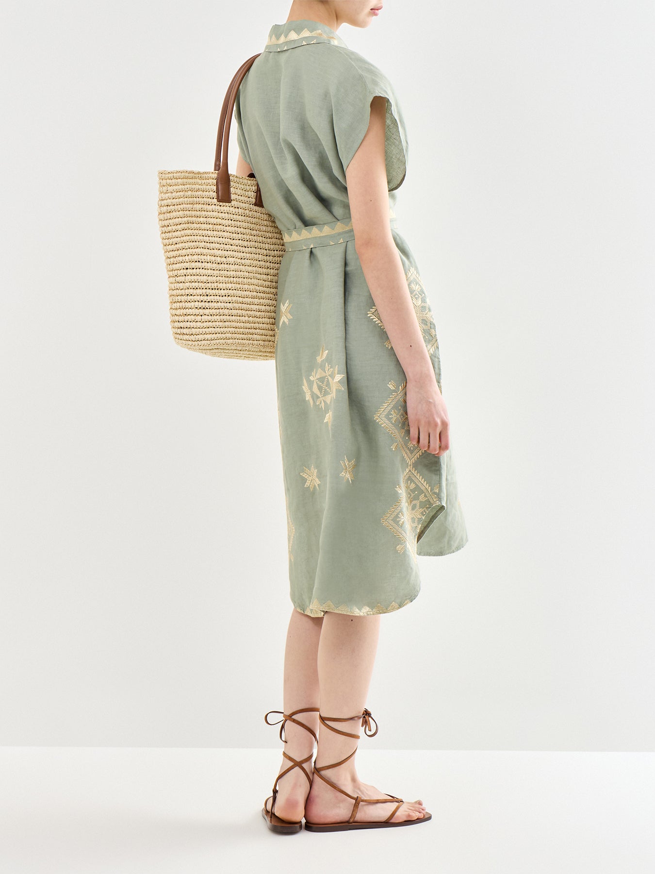 Lefkada Linen Tunic Dress Khaki