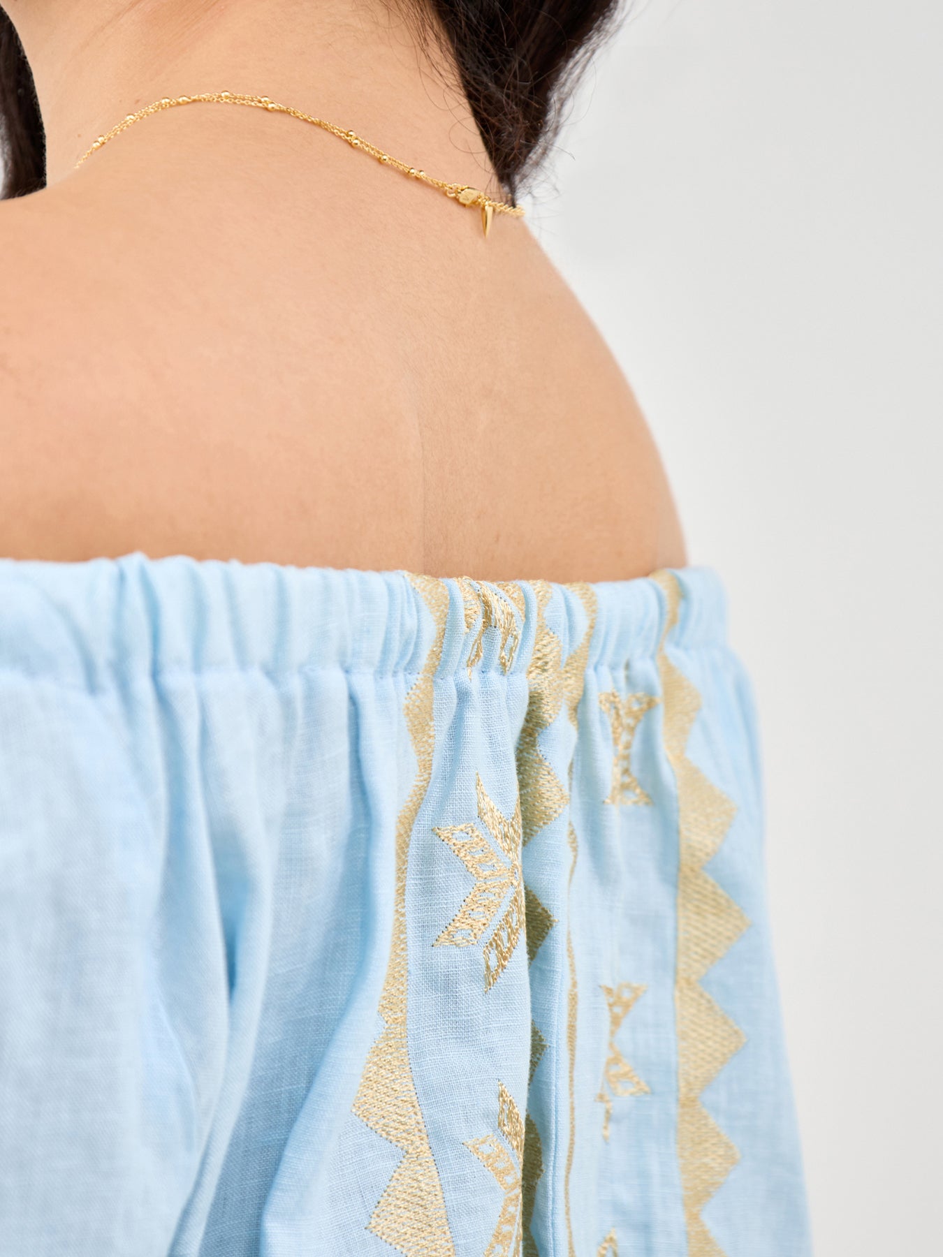Lefkada Cropped Blouse Blue