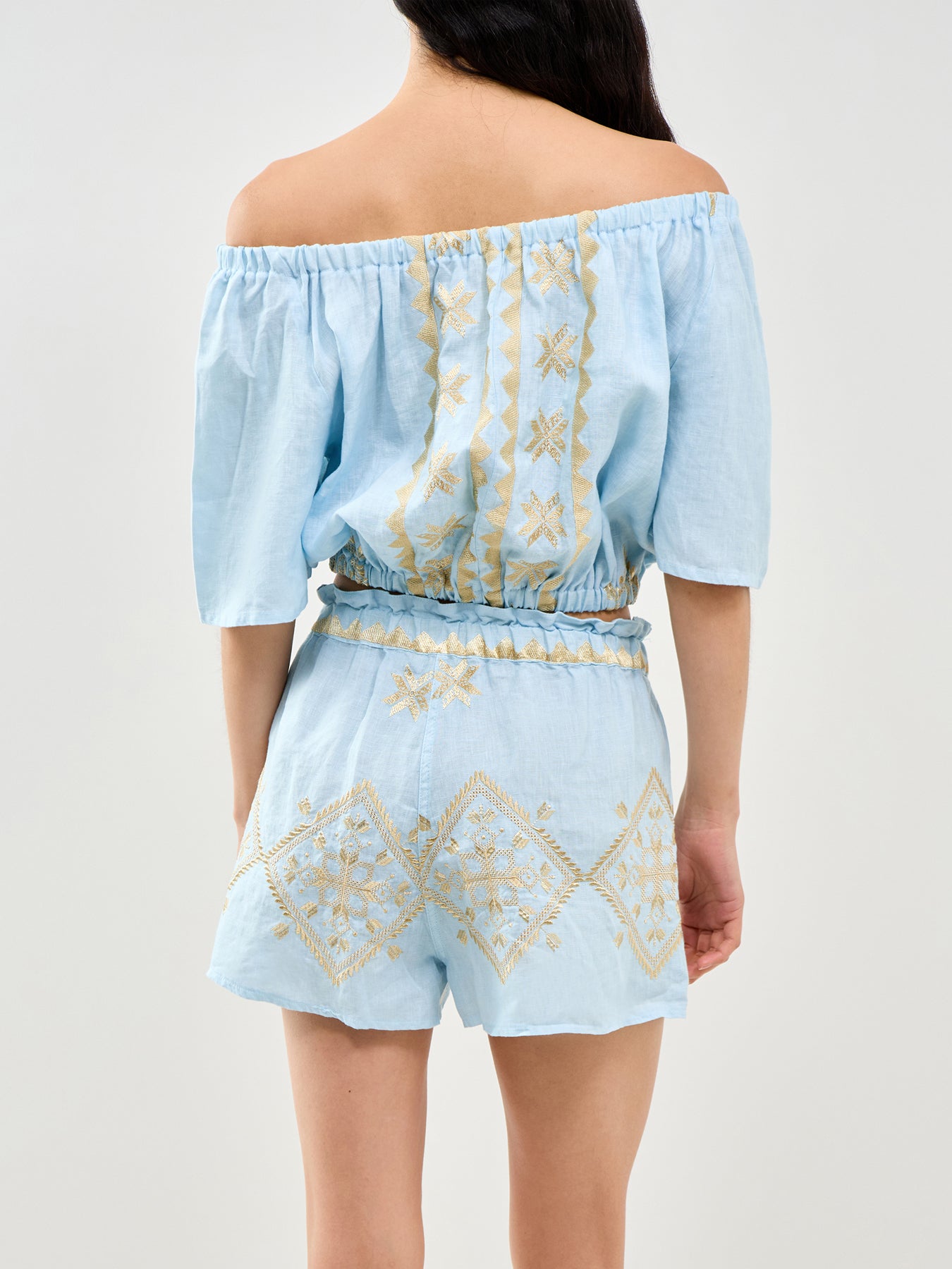 Lefkada Cropped Blouse Blue