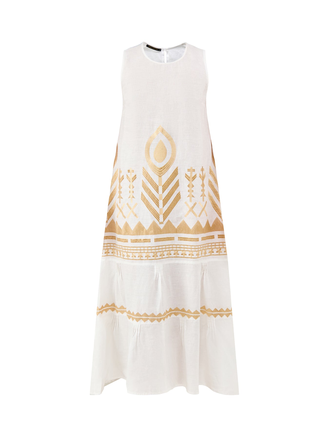 Feather Sleeveless Maxi Dress White