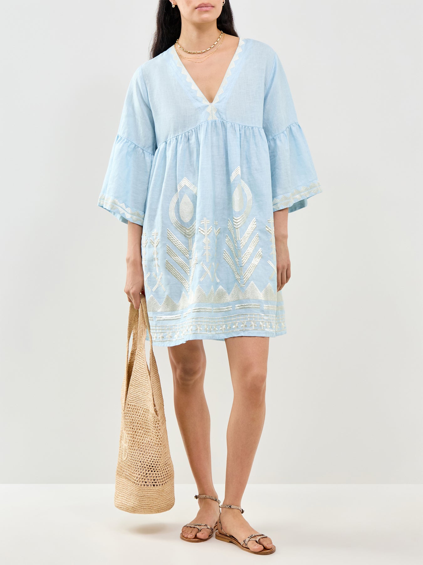 Feather Mini Dress Blue