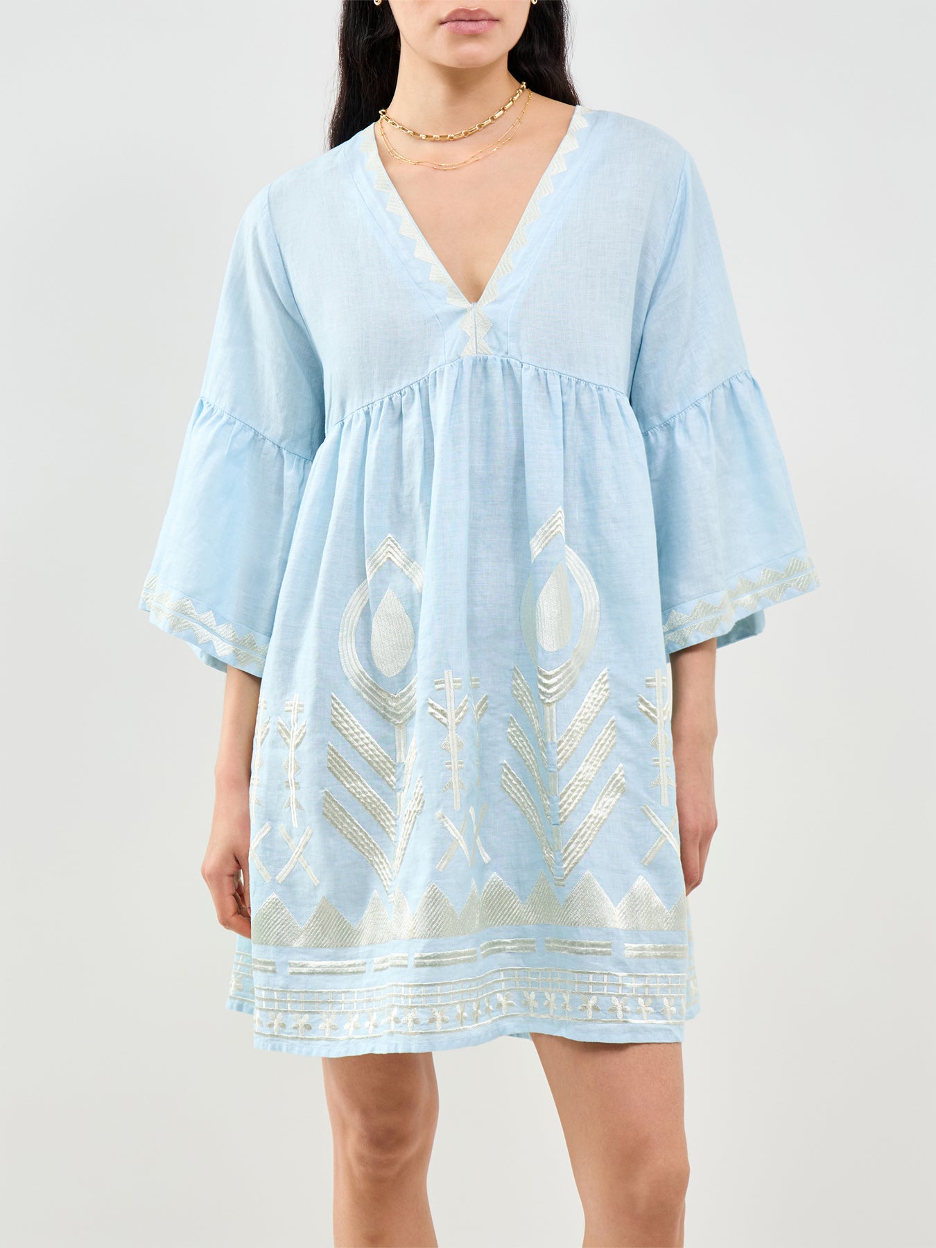 Feather Mini Dress Blue