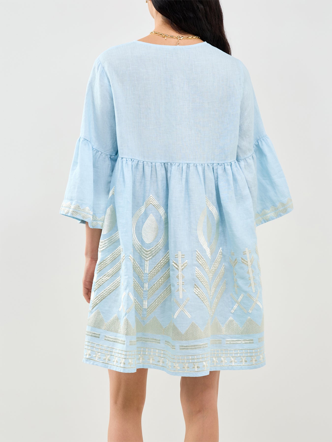 Feather Mini Dress Blue