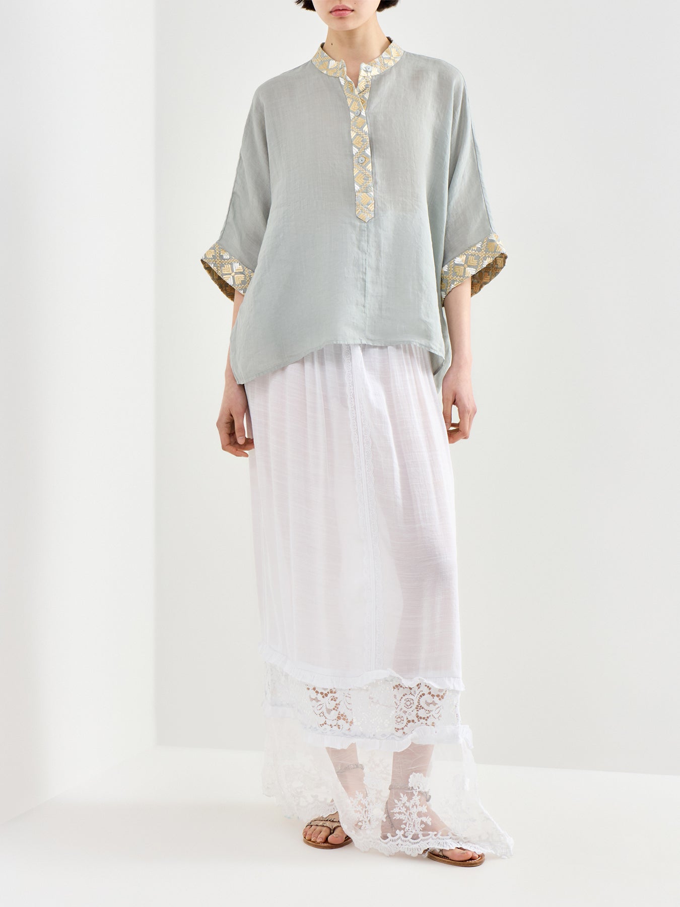 Flakes Kaftan Blouse Grey