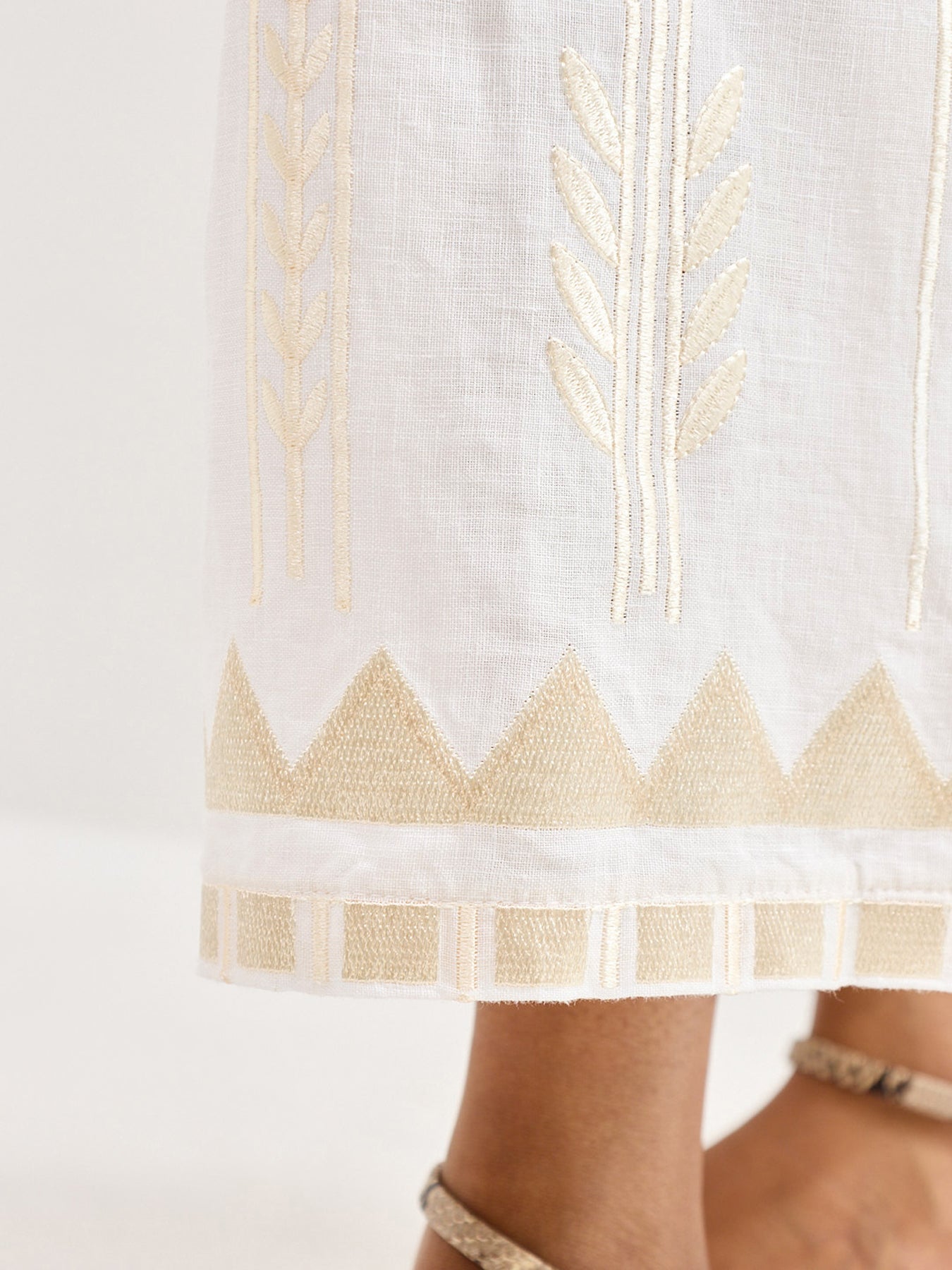 Papyrus Wide Leg Cropped Linen Trouser White