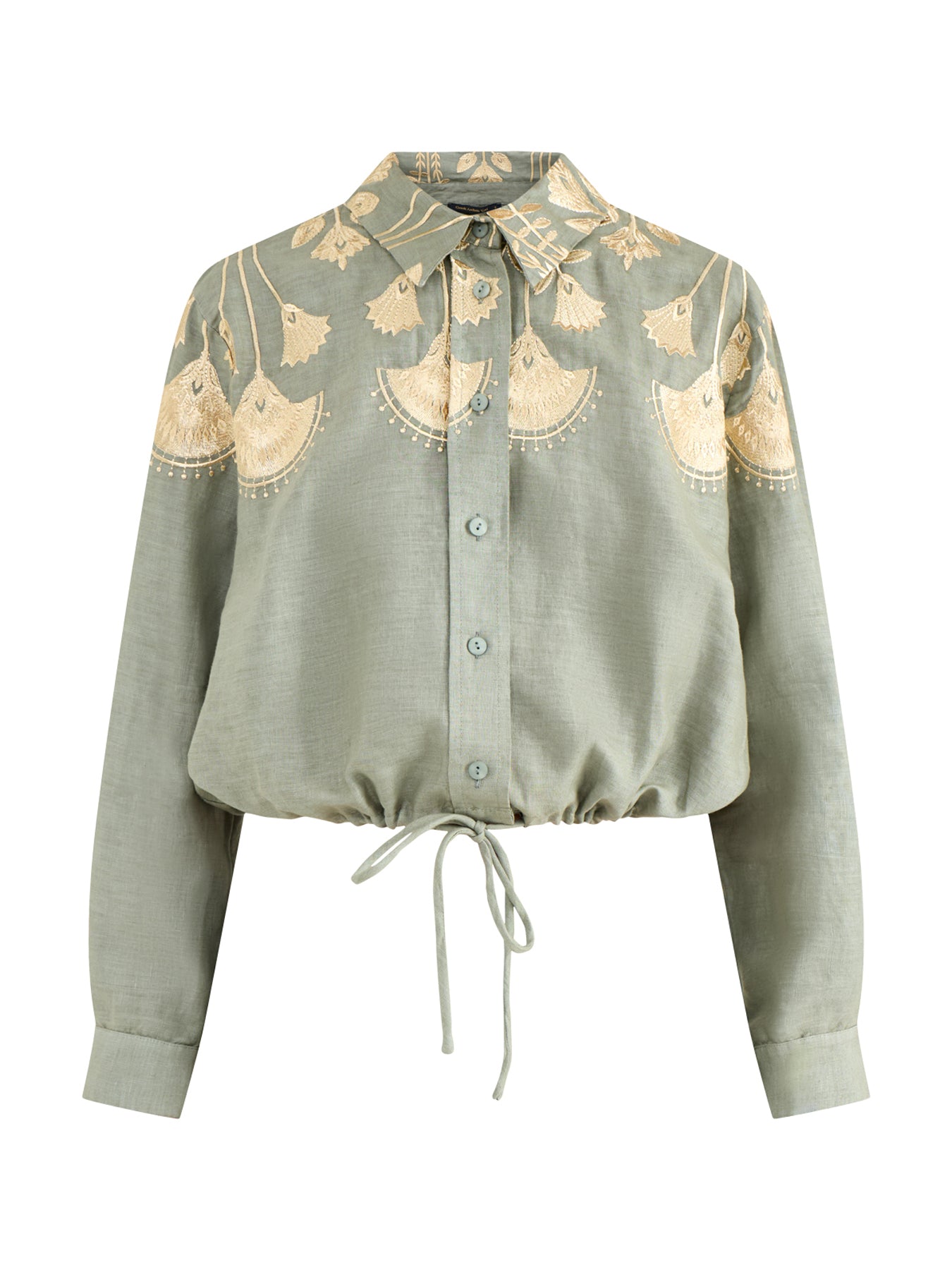 Papyrus Cropped Linen Shirt Khaki