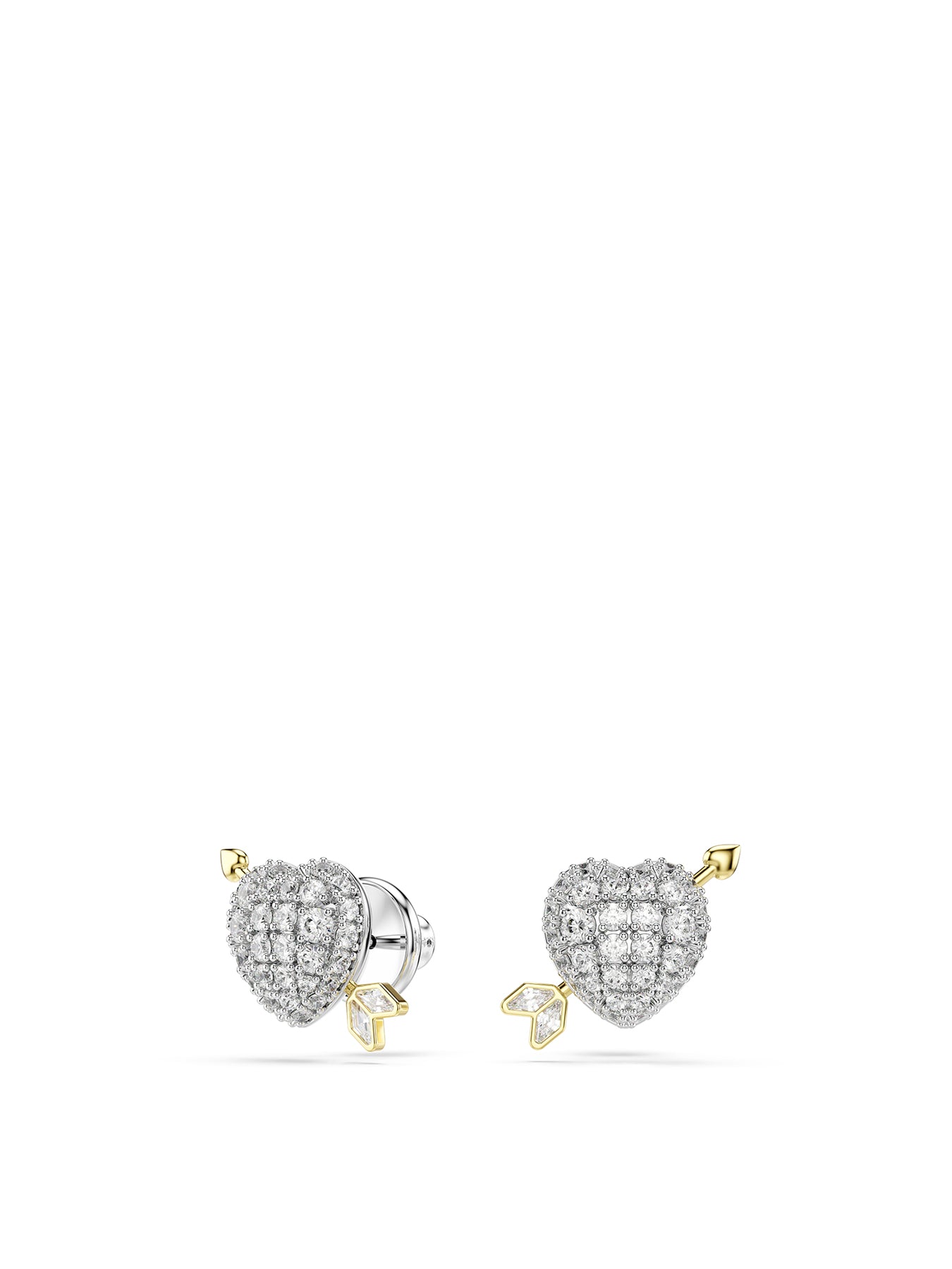 Crystal Heart Stud Earrings Silver
