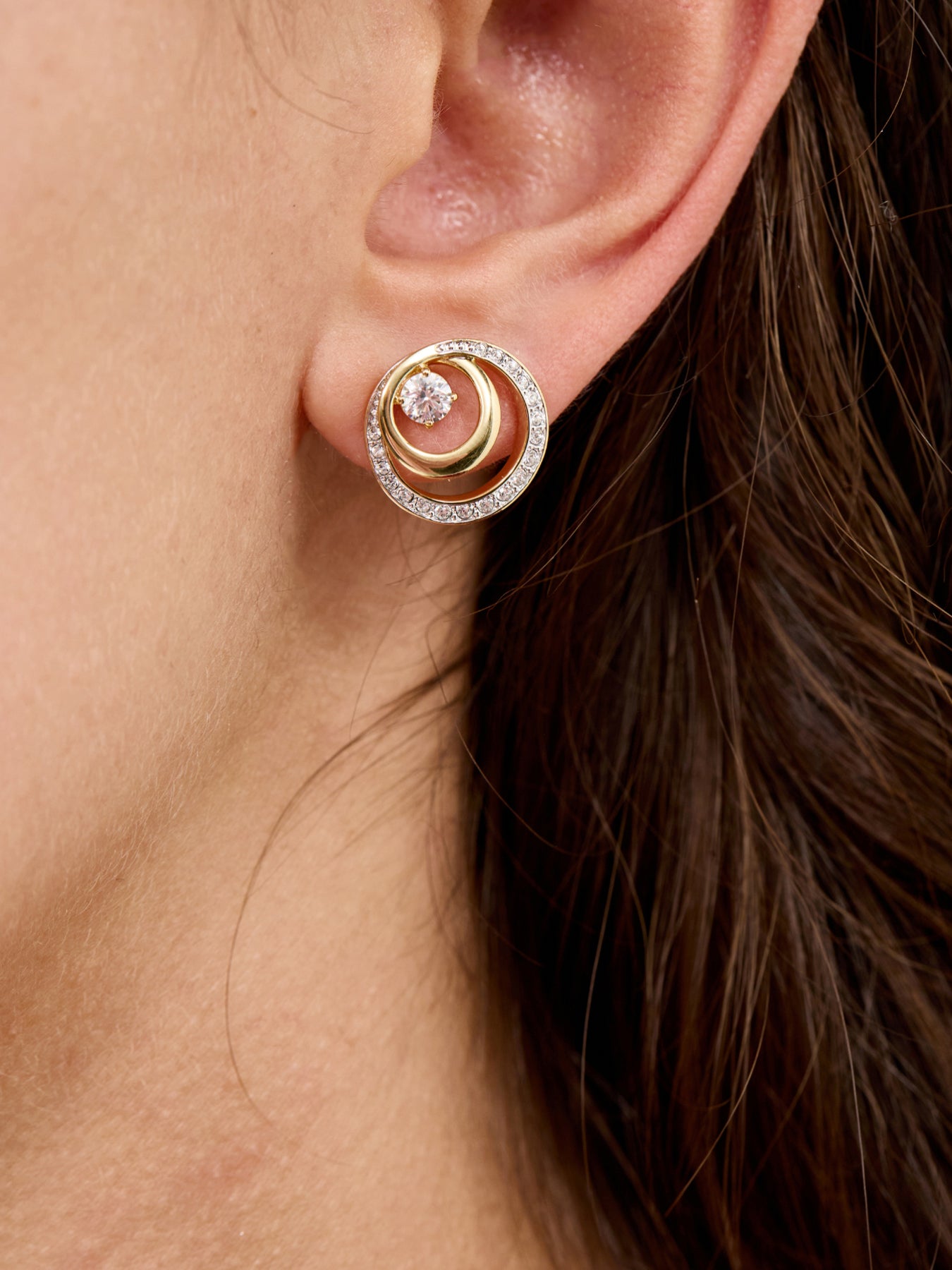 Hyperbola Crystal Earrings Gold