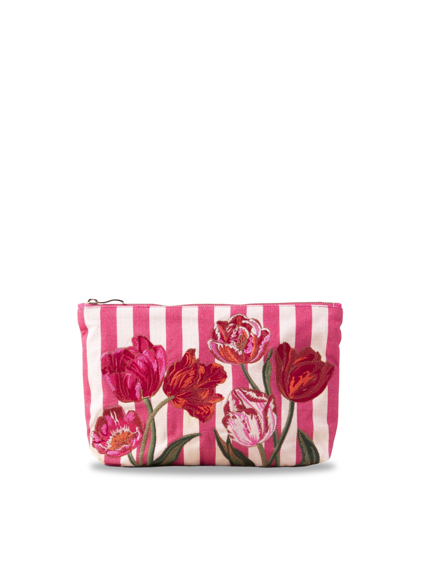 Tulip Stripe Cotton Everyday Pouch Pink