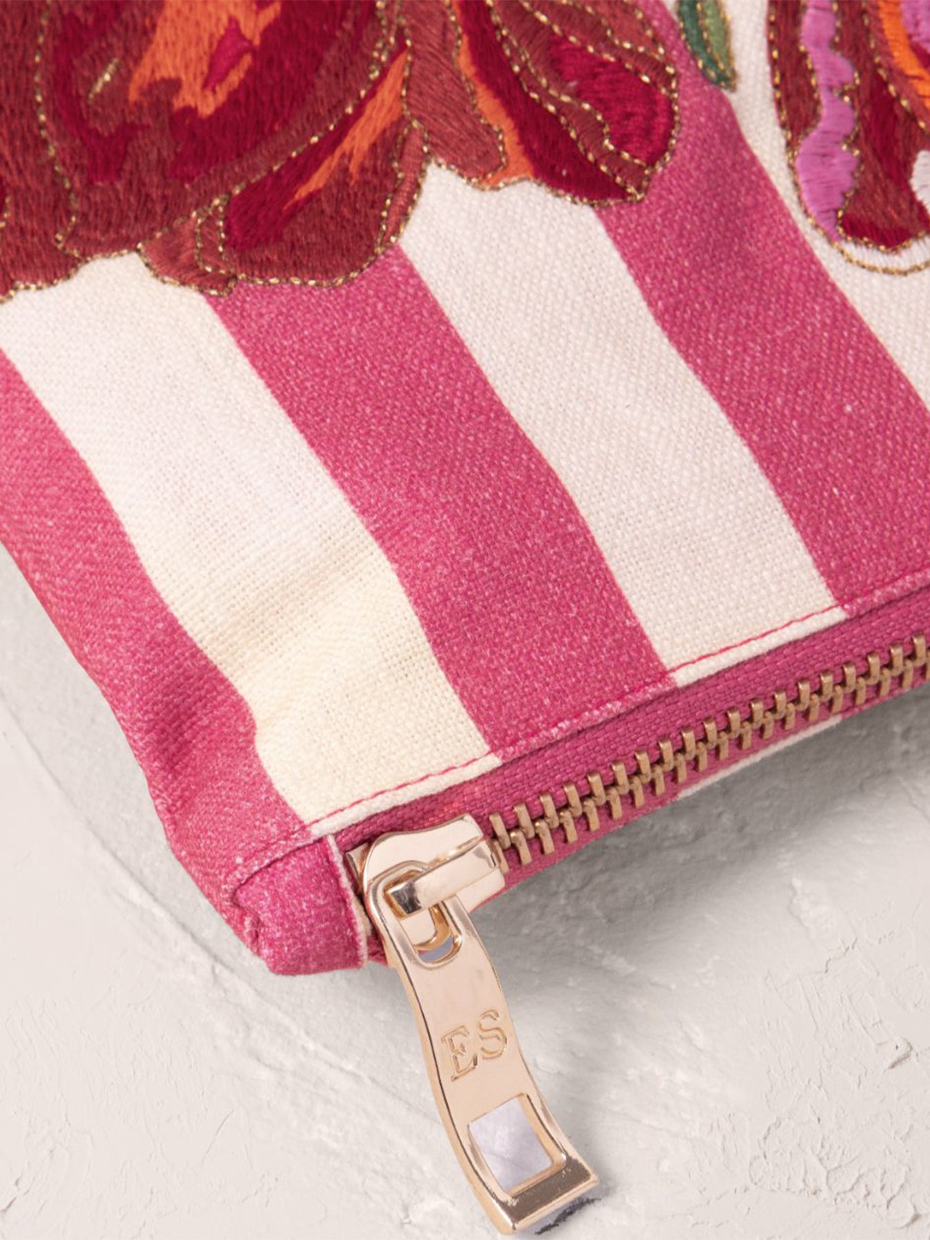 Tulip Stripe Cotton Everyday Pouch Pink