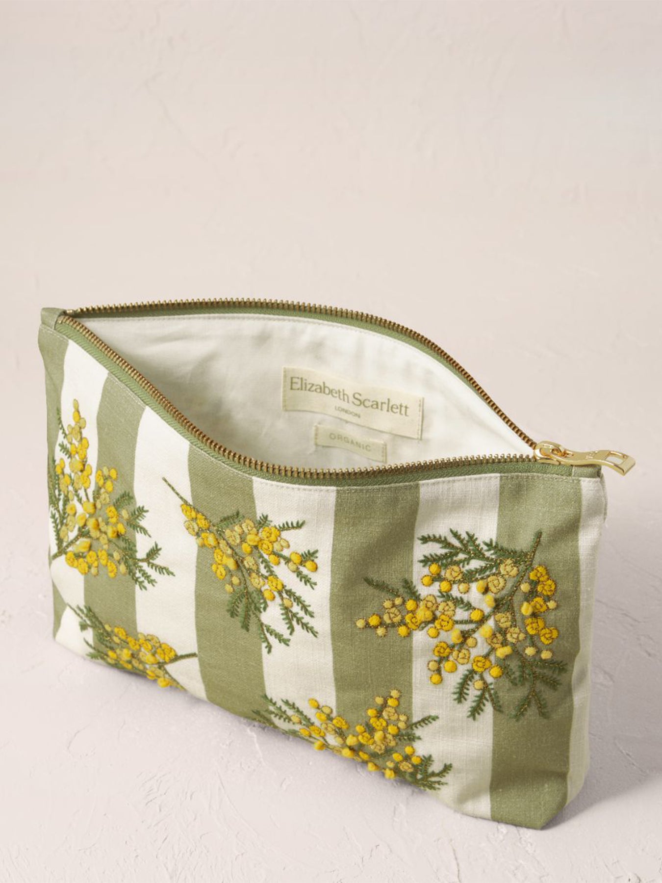 Mimosa Stripe Cotton Everyday Pouch Green