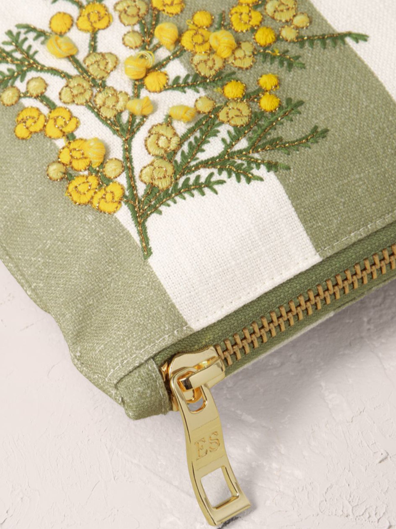 Mimosa Stripe Cotton Everyday Pouch Green