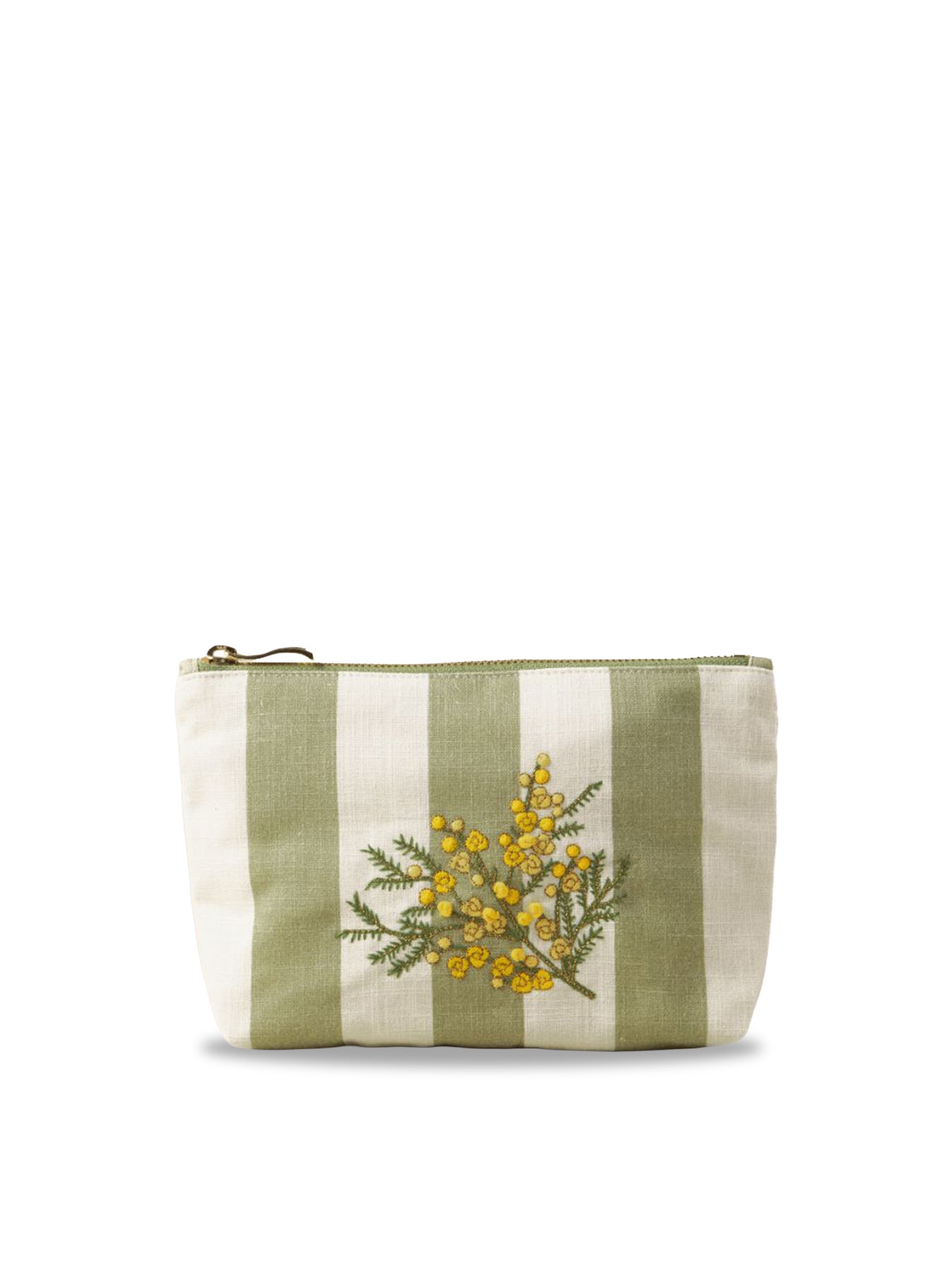 Mimosa Stripe Cotton Mini Pouch Green