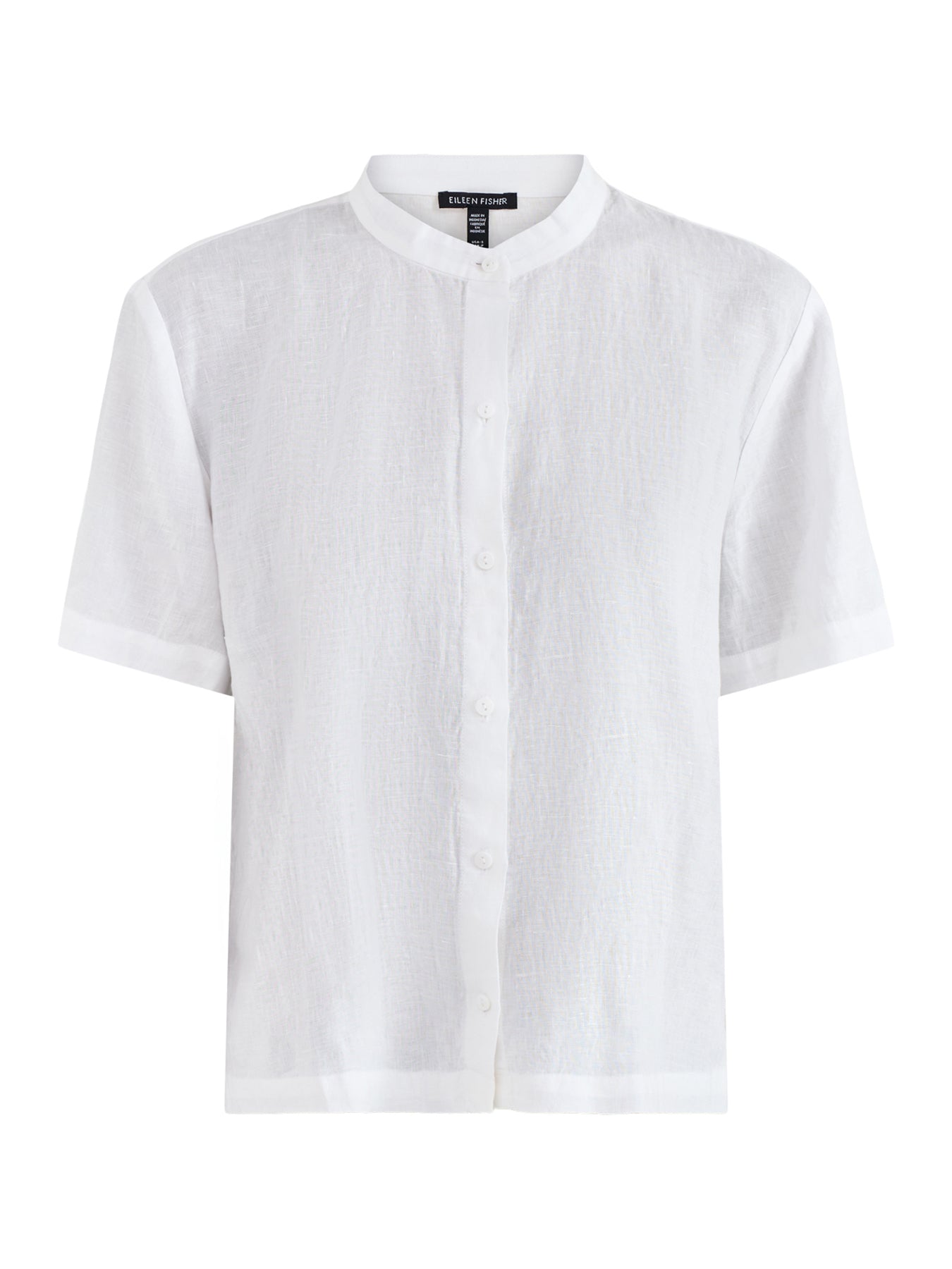 Mandarin Collar Linen Shirt White