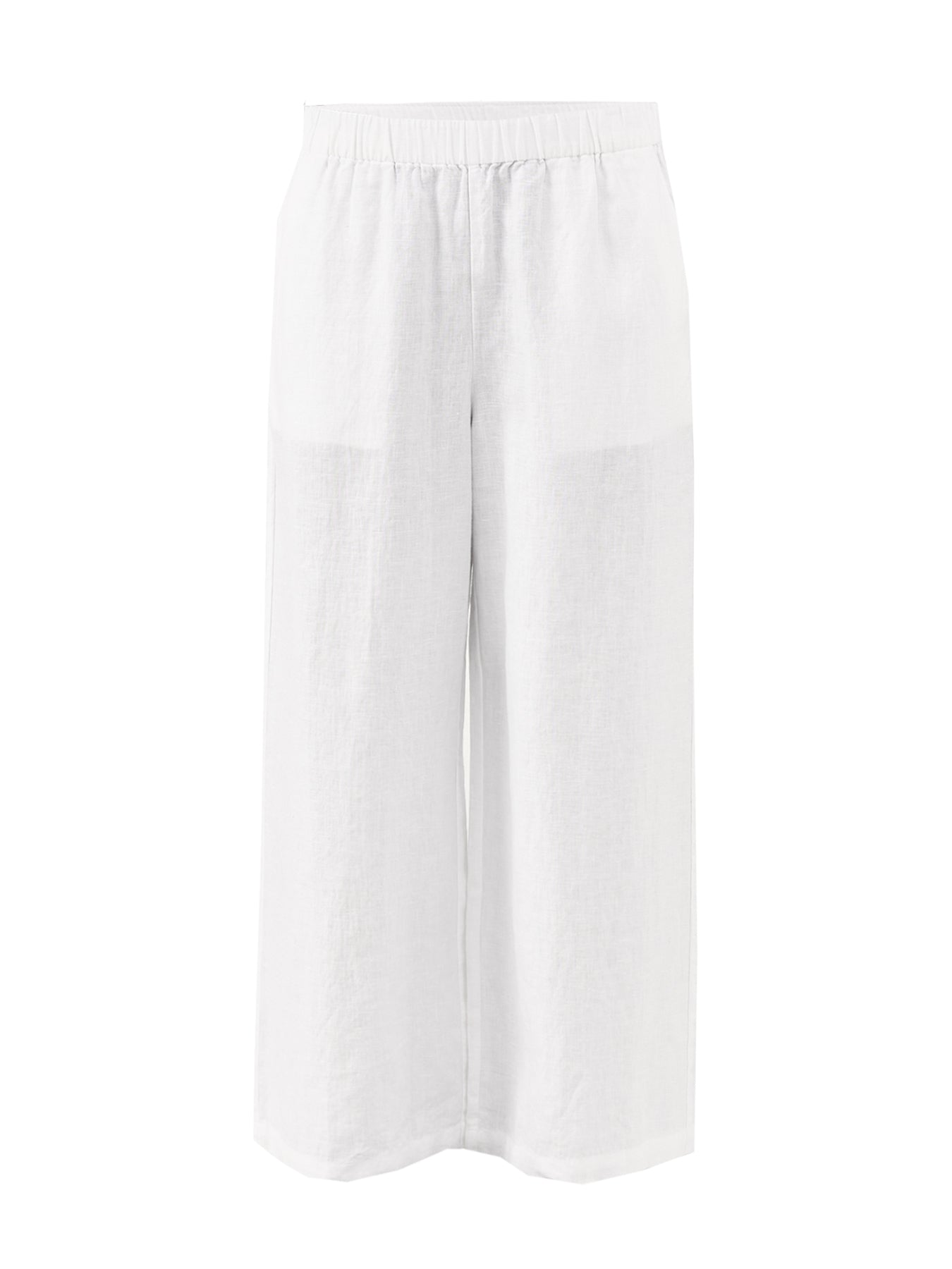 Ankle Wide Leg Trousers White