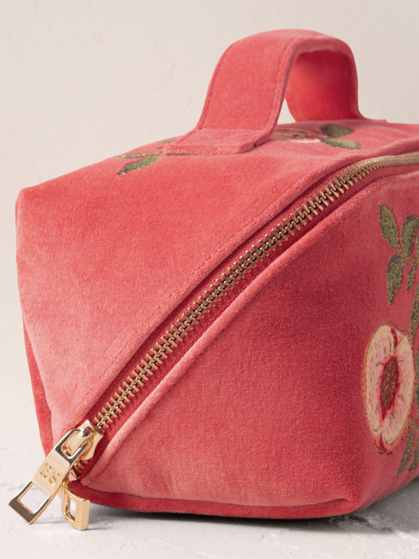 Summer Peach Cotton Flat Makeup Bag Pink