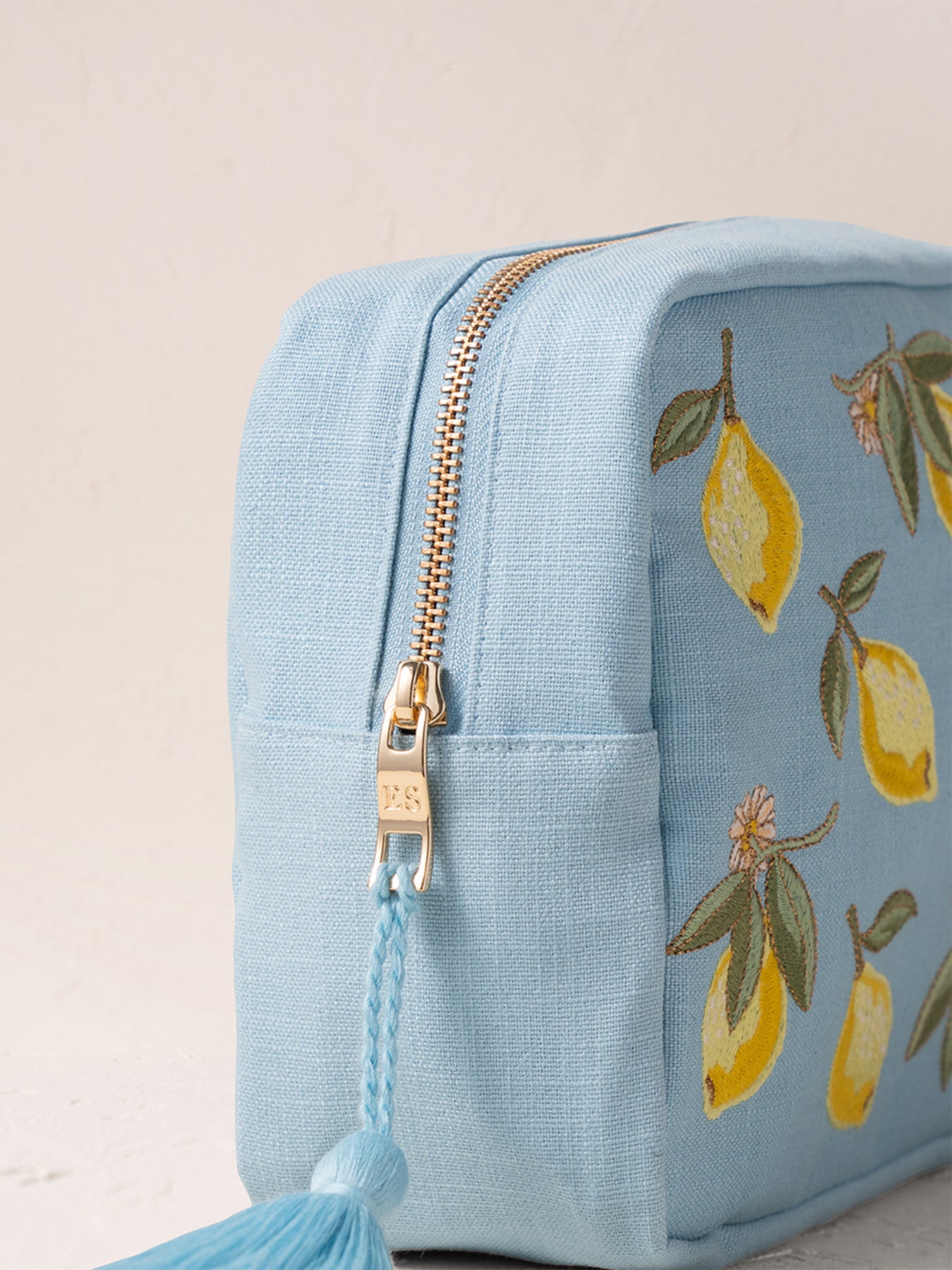 Lemon Blossom Cotton Wash Bag Blue
