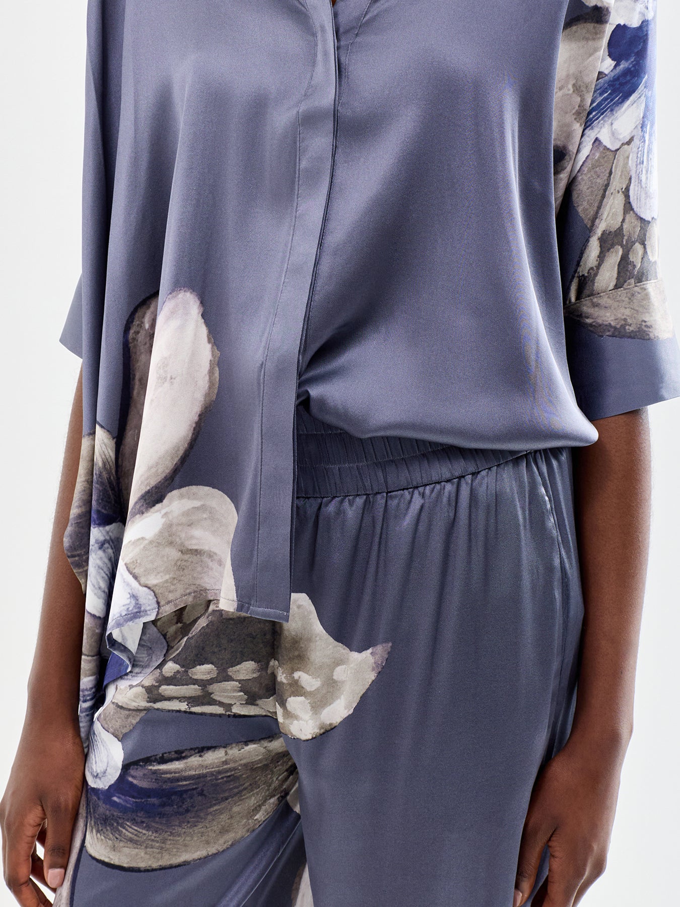 Margo Silk Wide Leg Trousers Grey