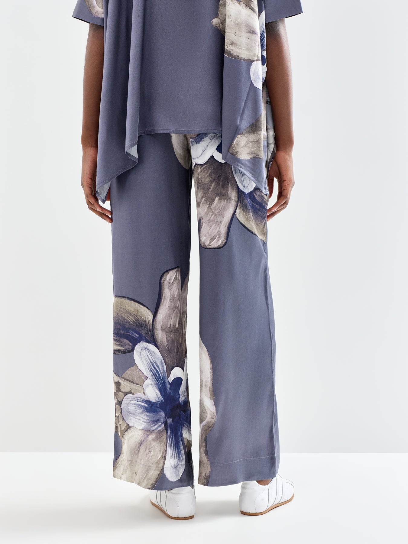 Margo Silk Wide Leg Trousers Grey