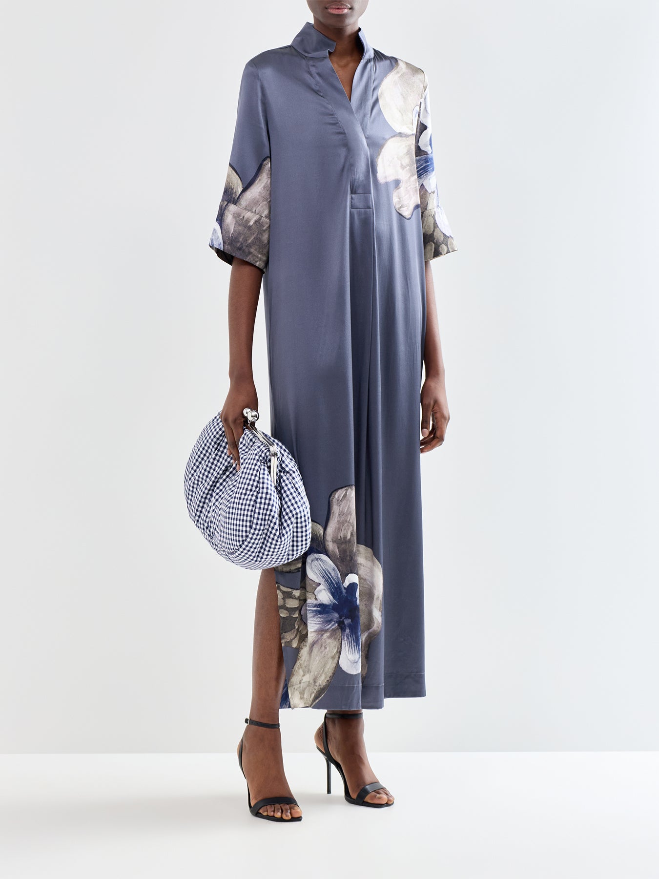 Helga Silk Kimono Dress Grey