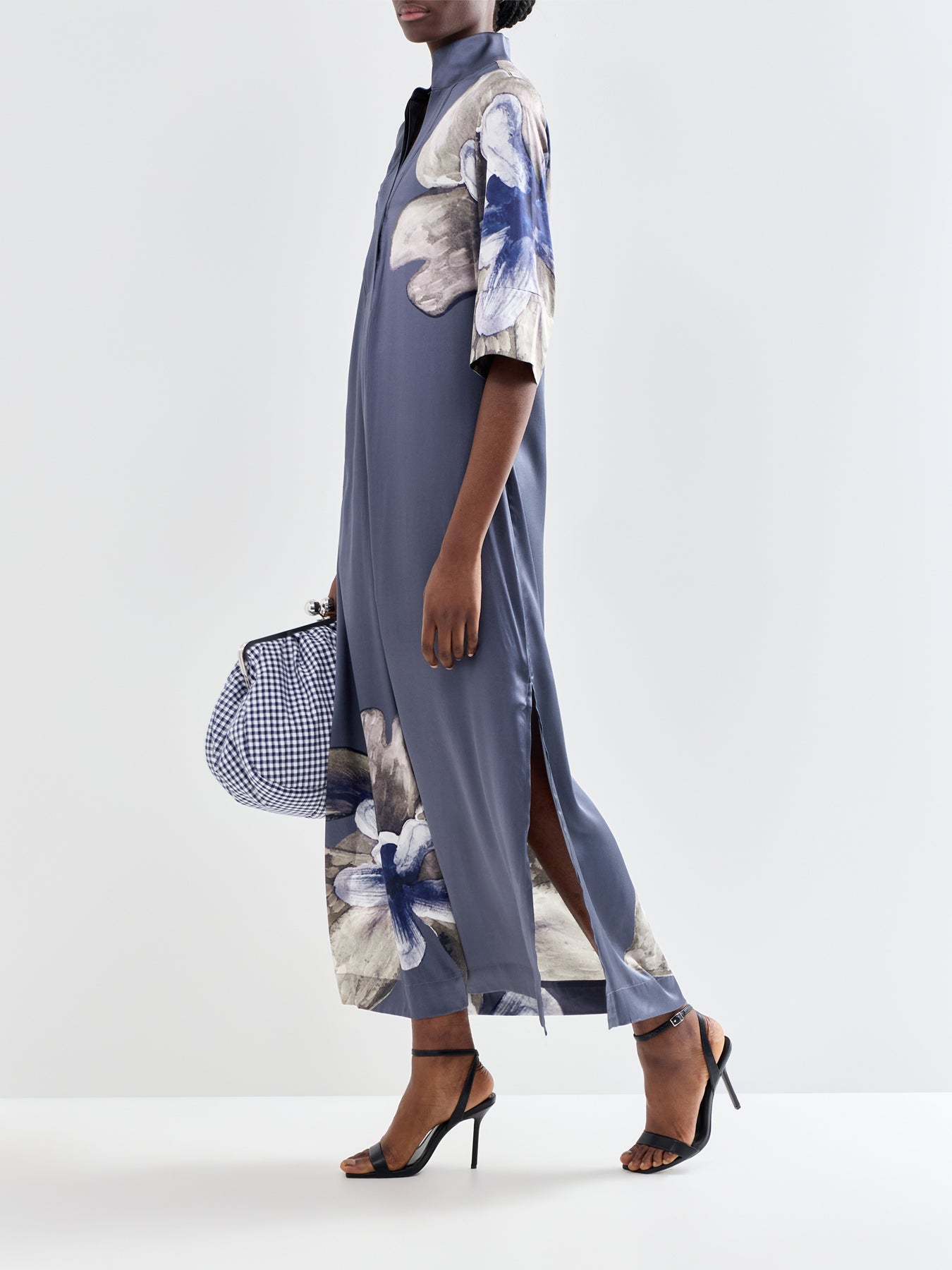 Helga Silk Kimono Dress Grey