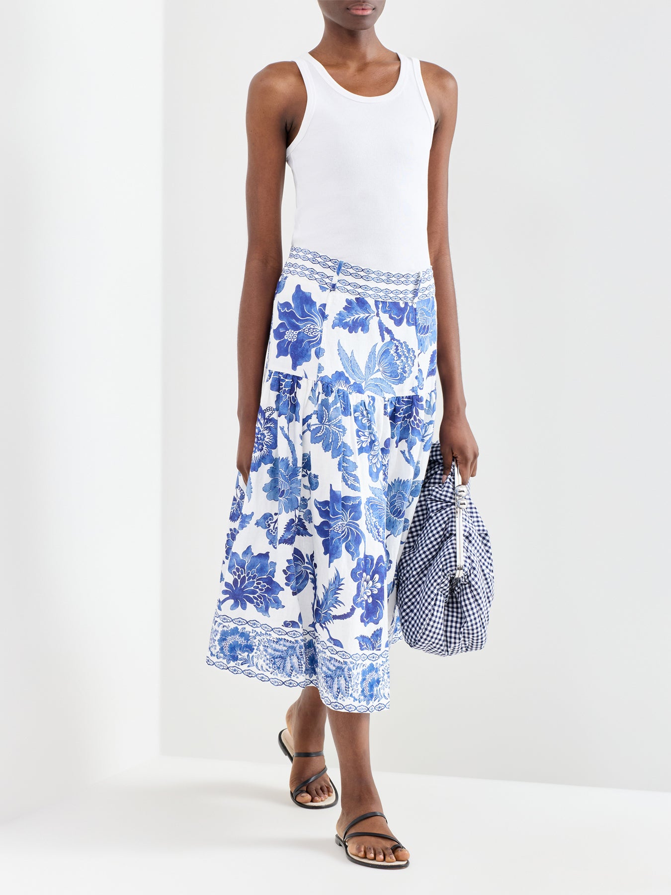Petrine Linen A-Line Skirt Blue