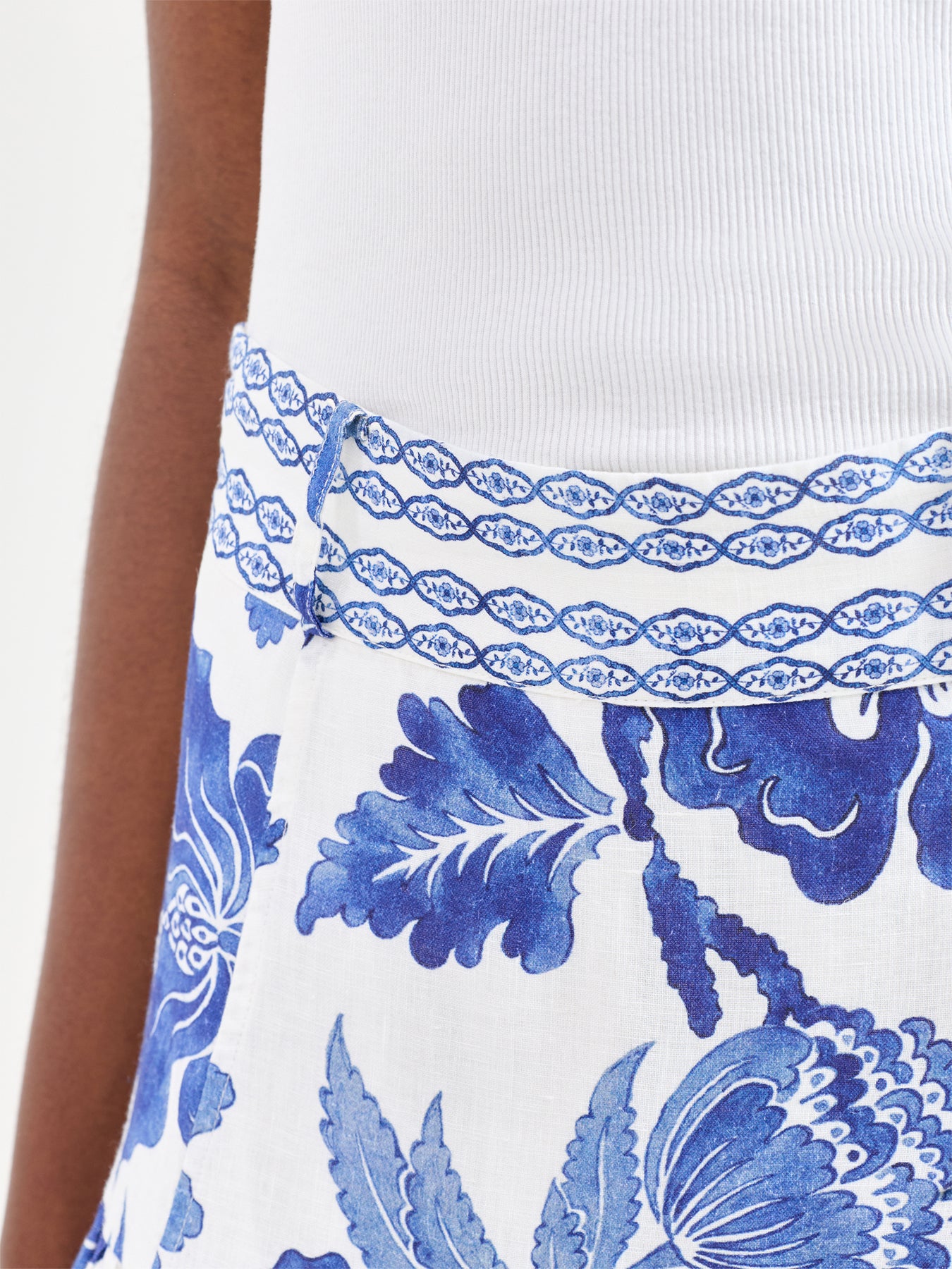 Petrine Linen A-Line Skirt Blue