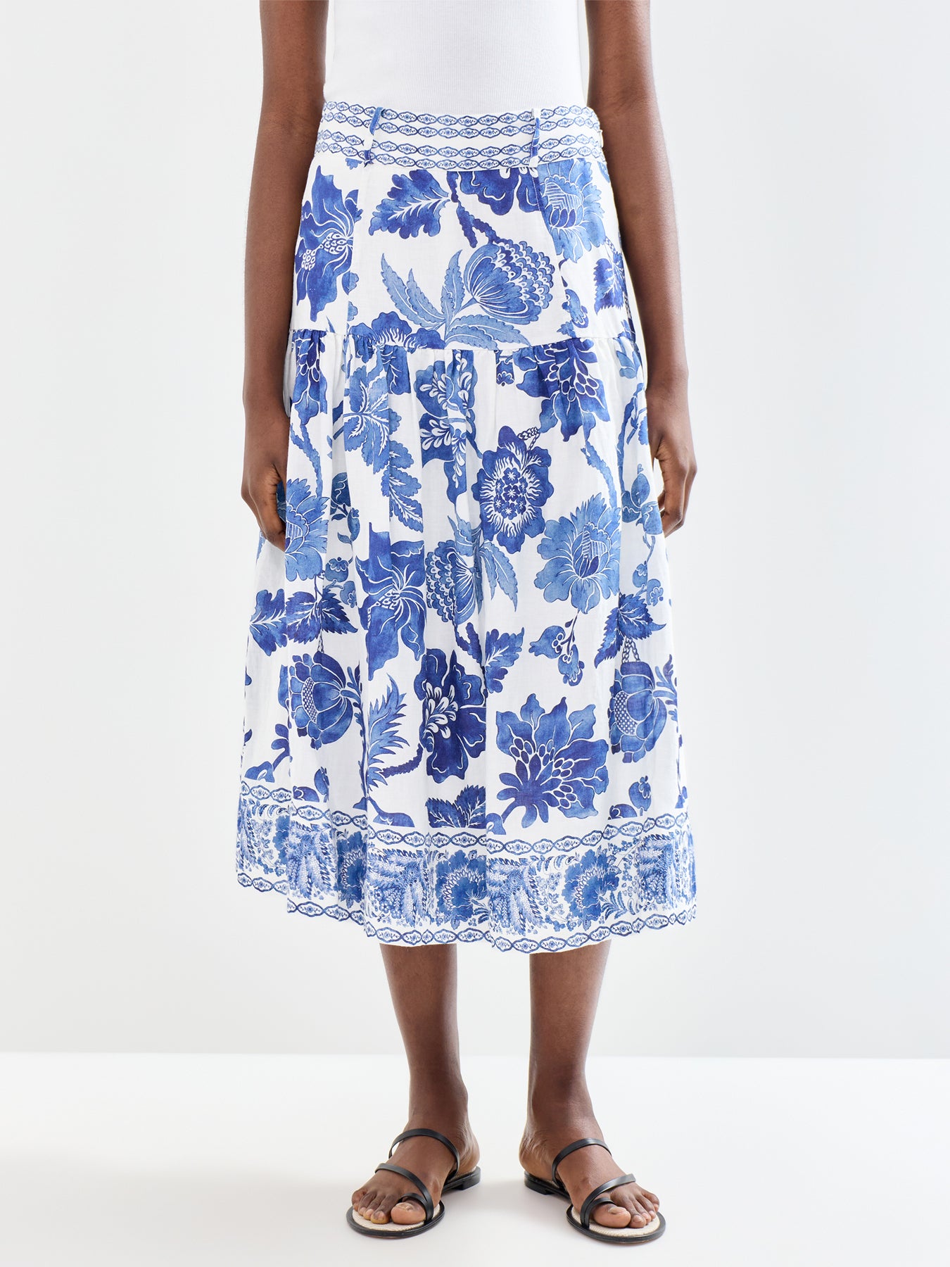 Petrine Linen A-Line Skirt Blue