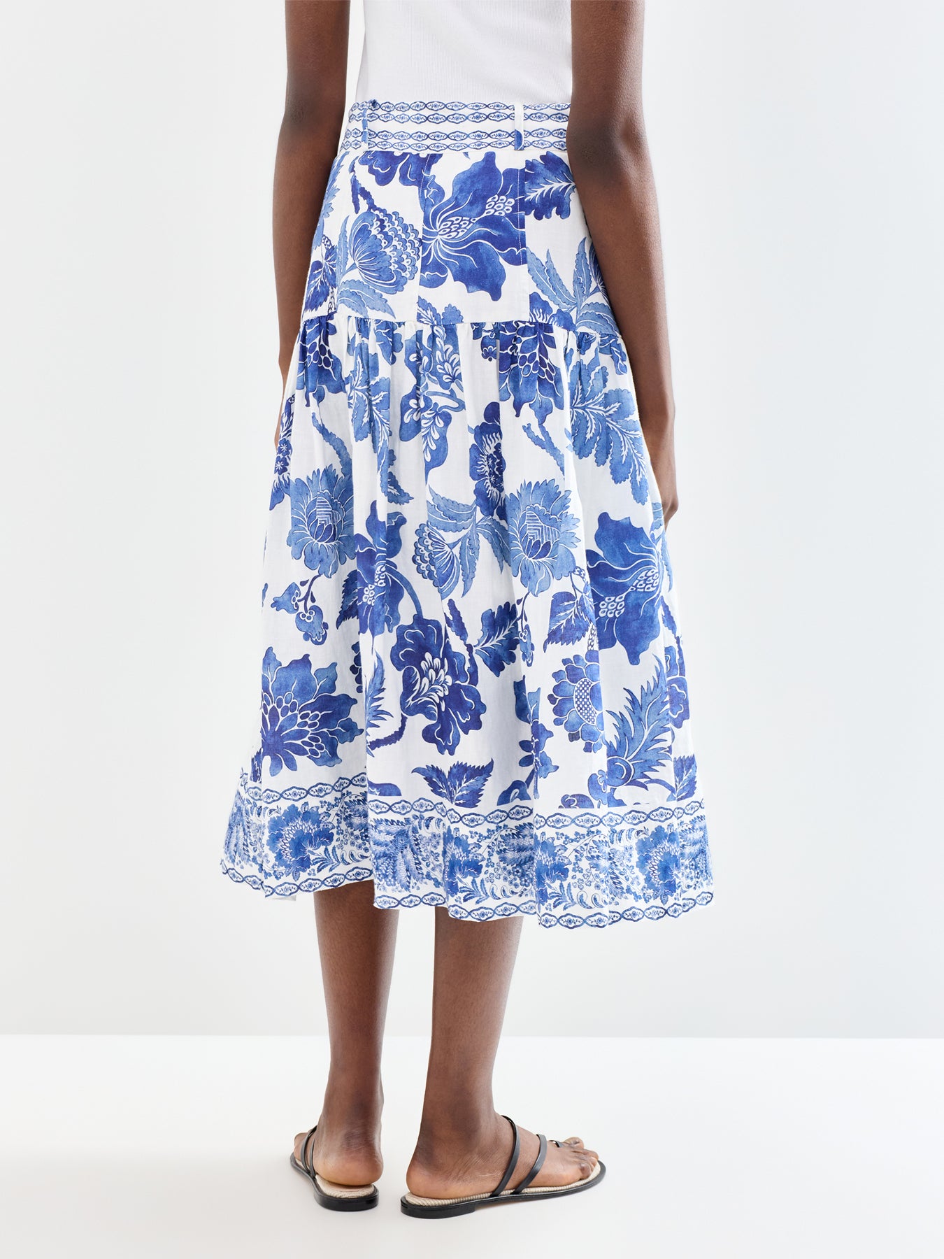 Petrine Linen A-Line Skirt Blue