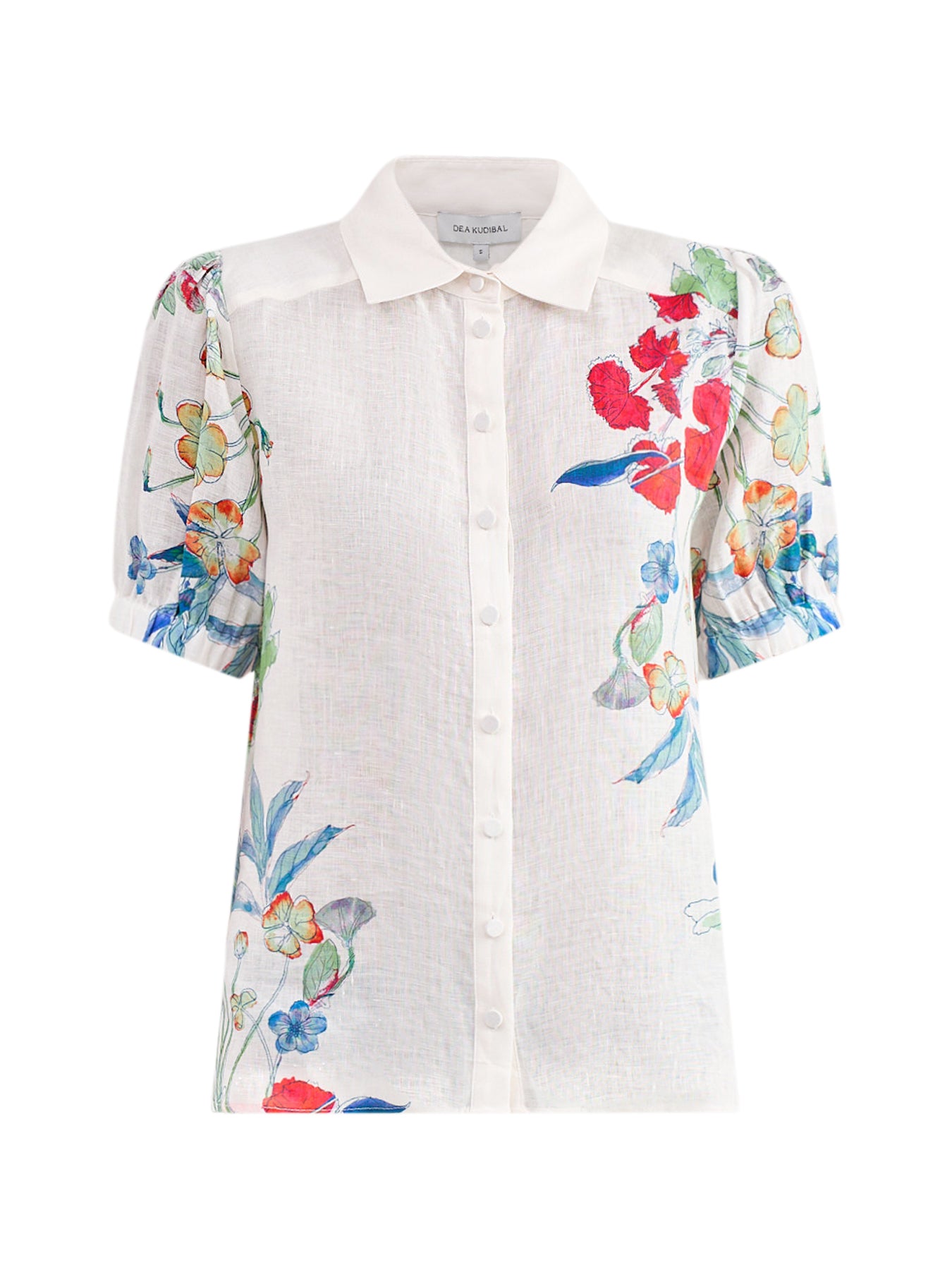 Violeta Linen Short Sleeve Blouse White