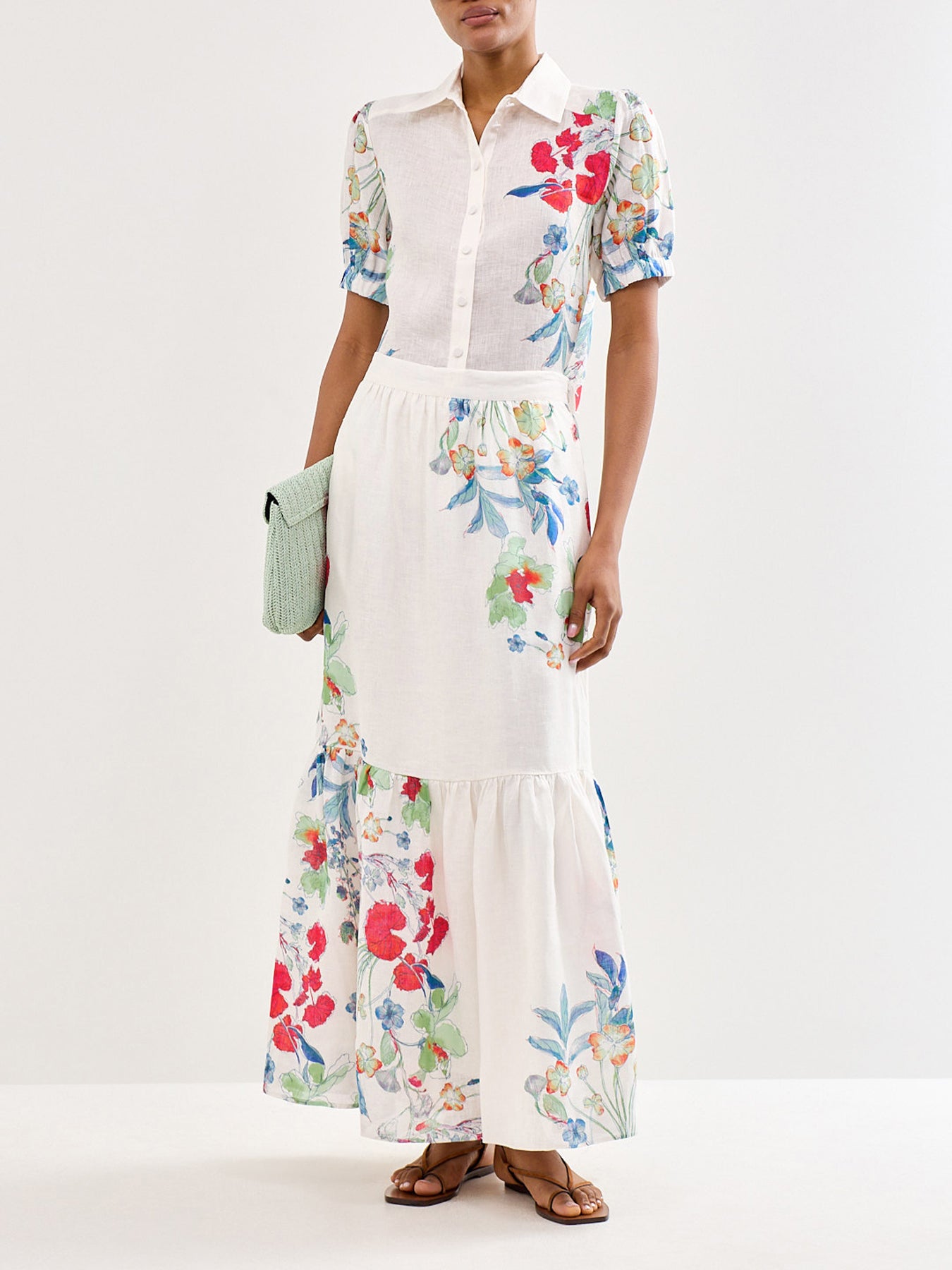 Violeta Linen Short Sleeve Blouse White