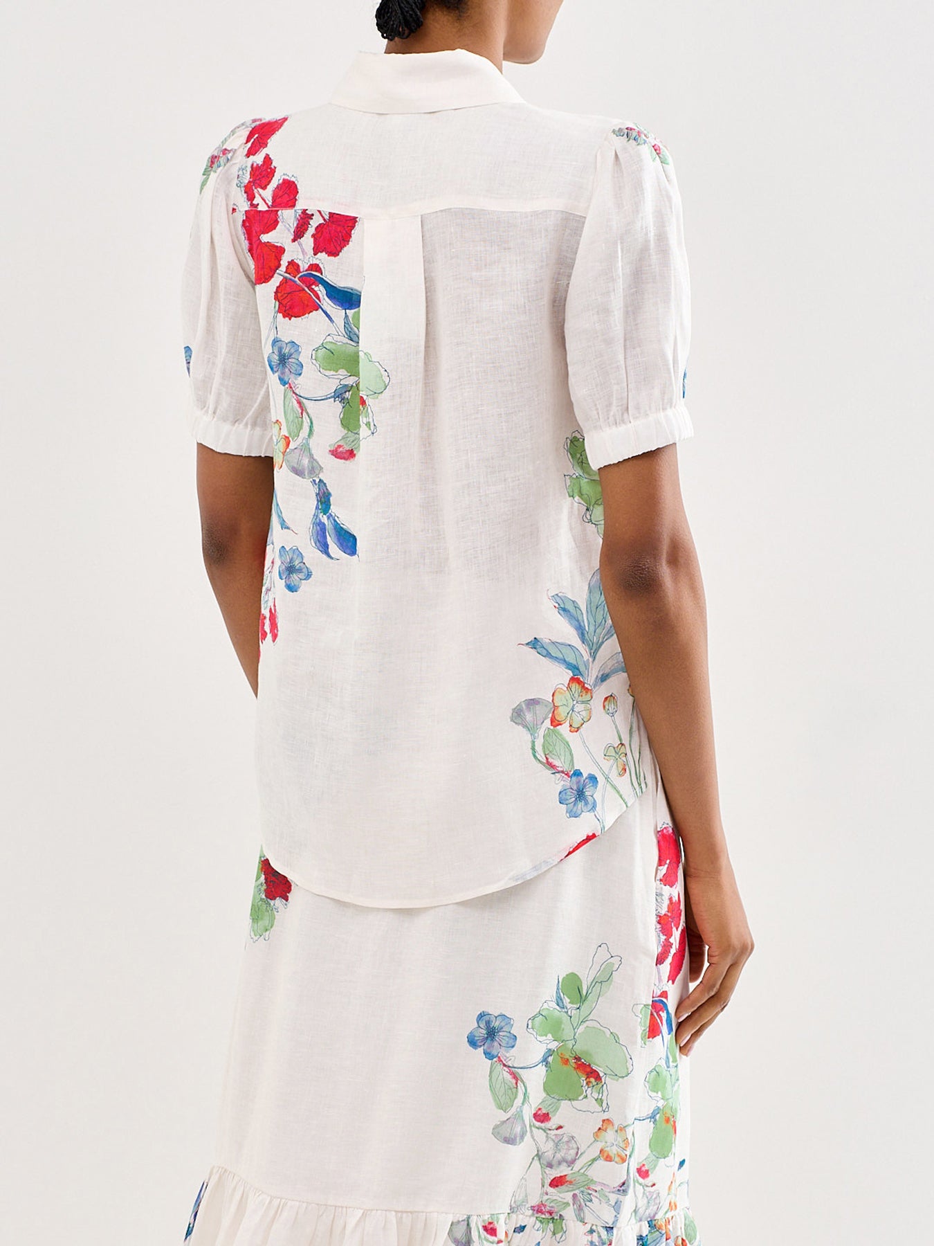 Violeta Linen Short Sleeve Blouse White