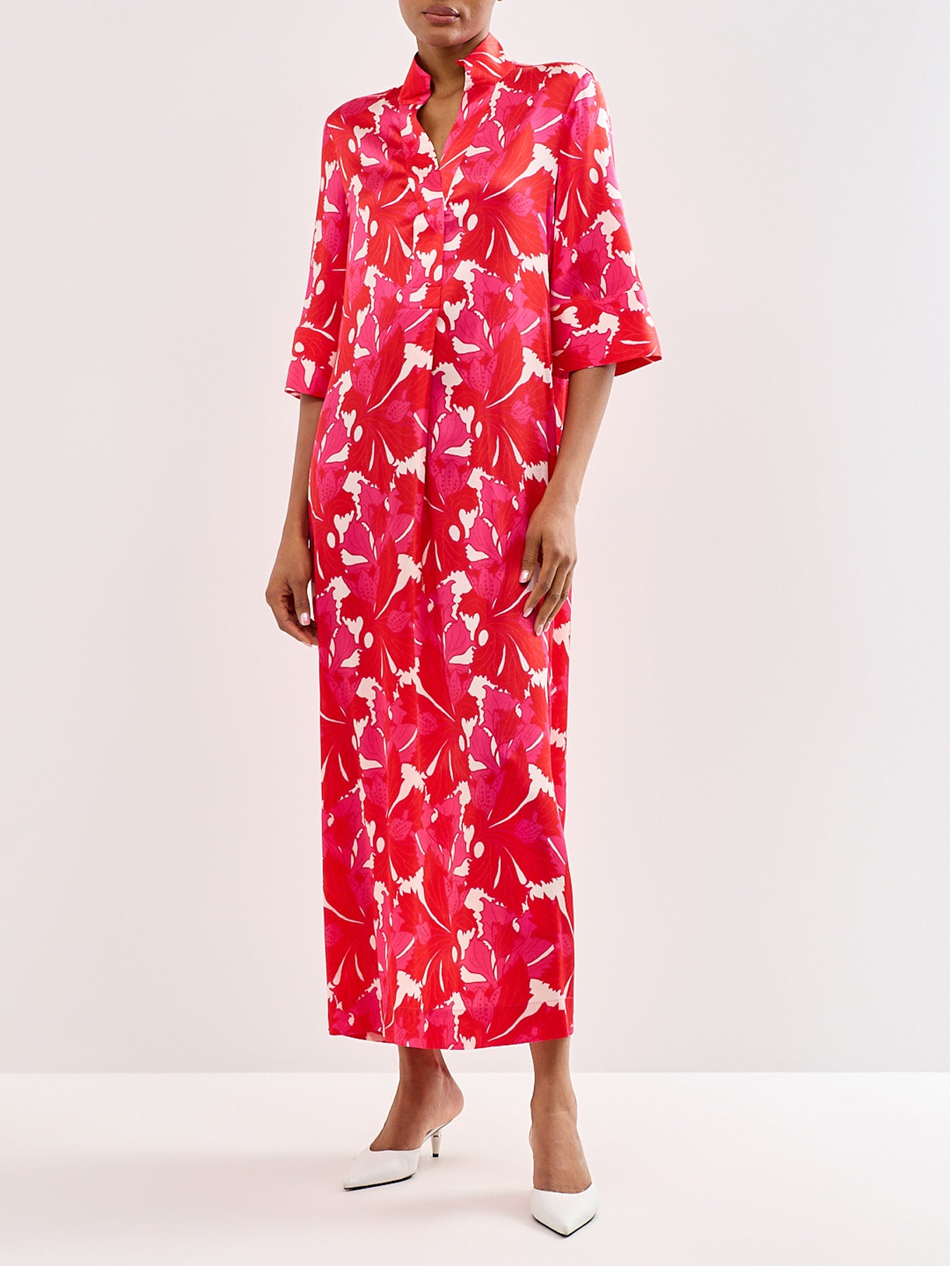 Helga Silk Kimono Dress Red