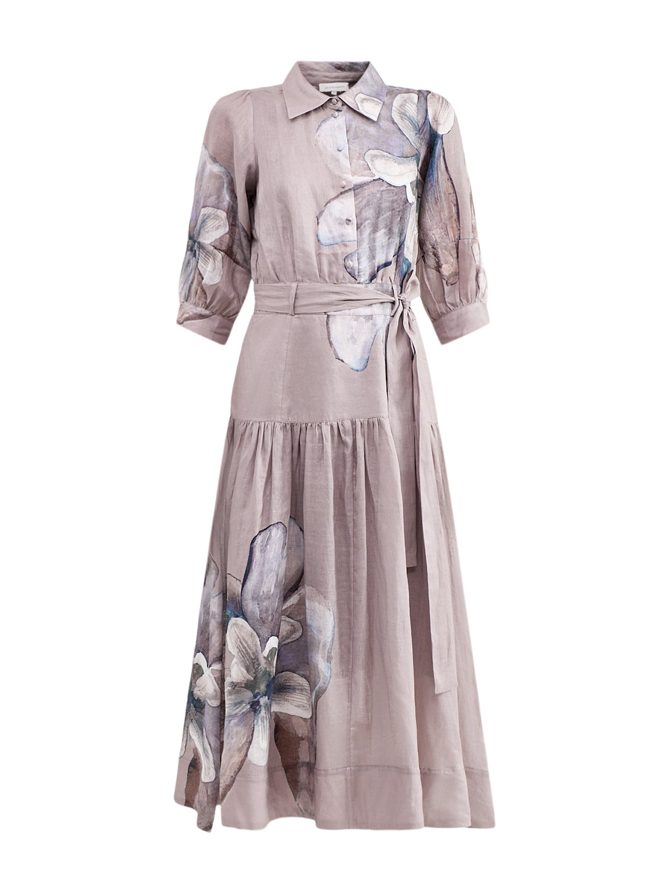 Palma Linen Shirt Dress Grey