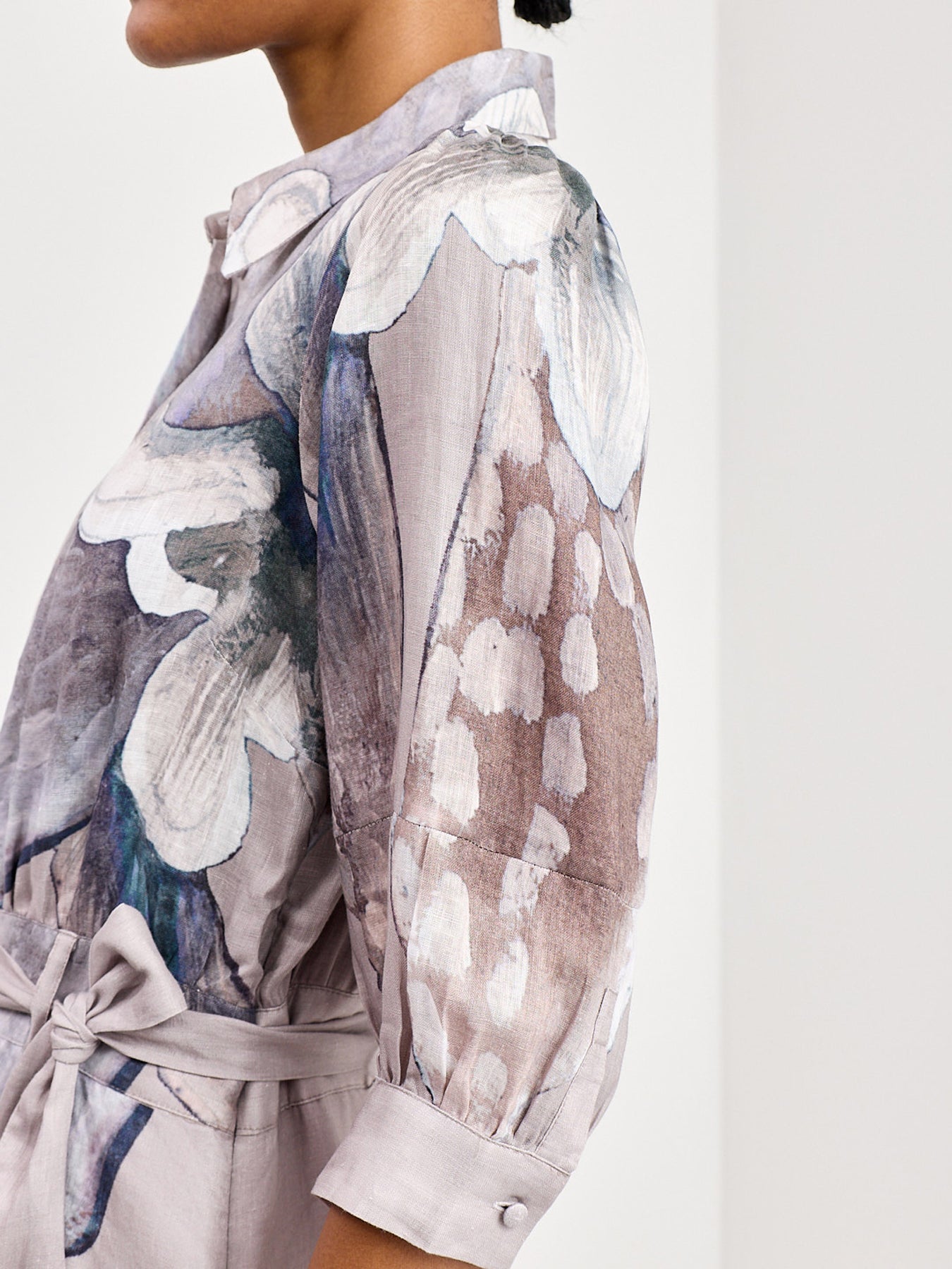 Palma Linen Shirt Dress Grey