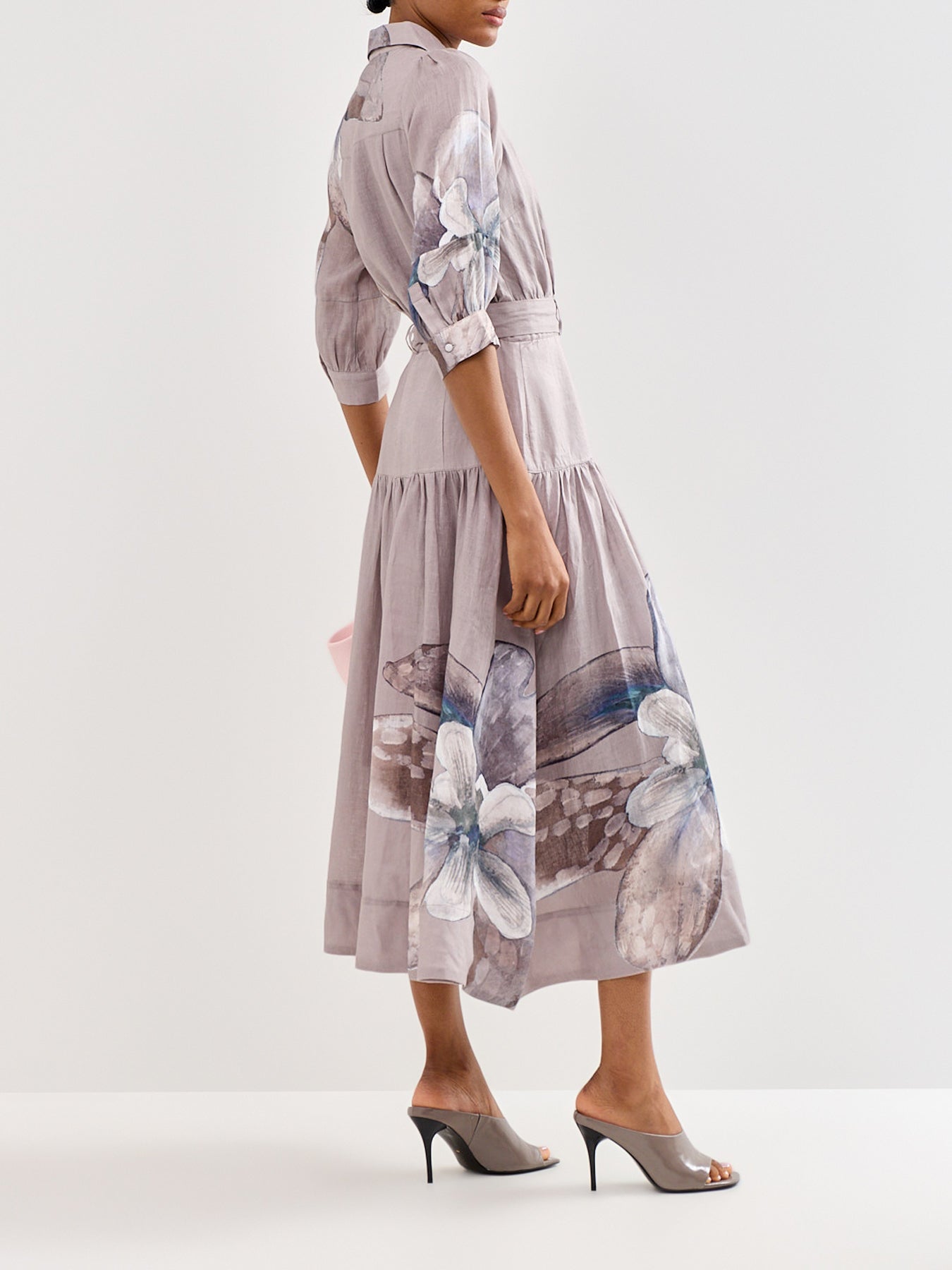 Palma Linen Shirt Dress Grey