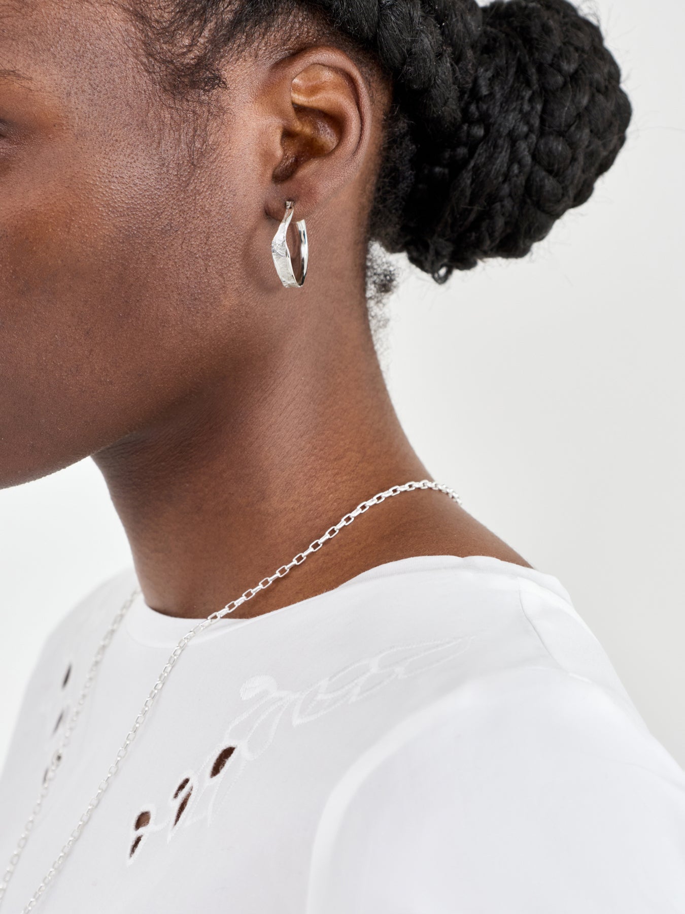 Edge Sterling Silver Plated Hoop Earrings
