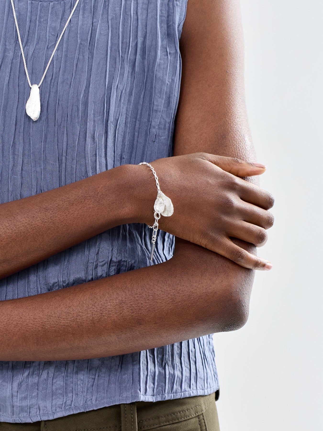 Light Sterling Silver Plated Charm Bracelet