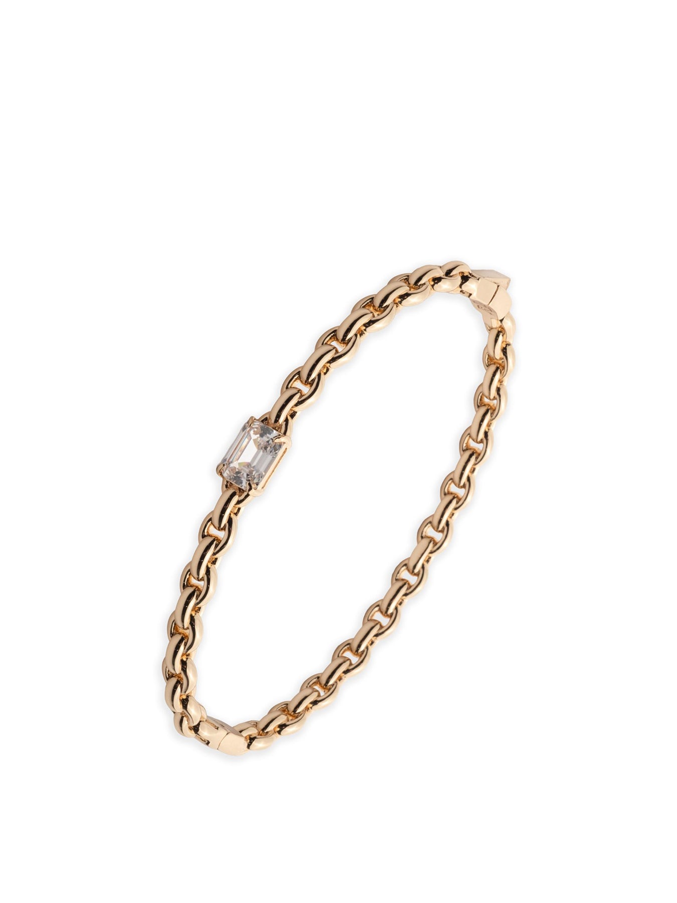 CZ Cable Chain Bangle Gold