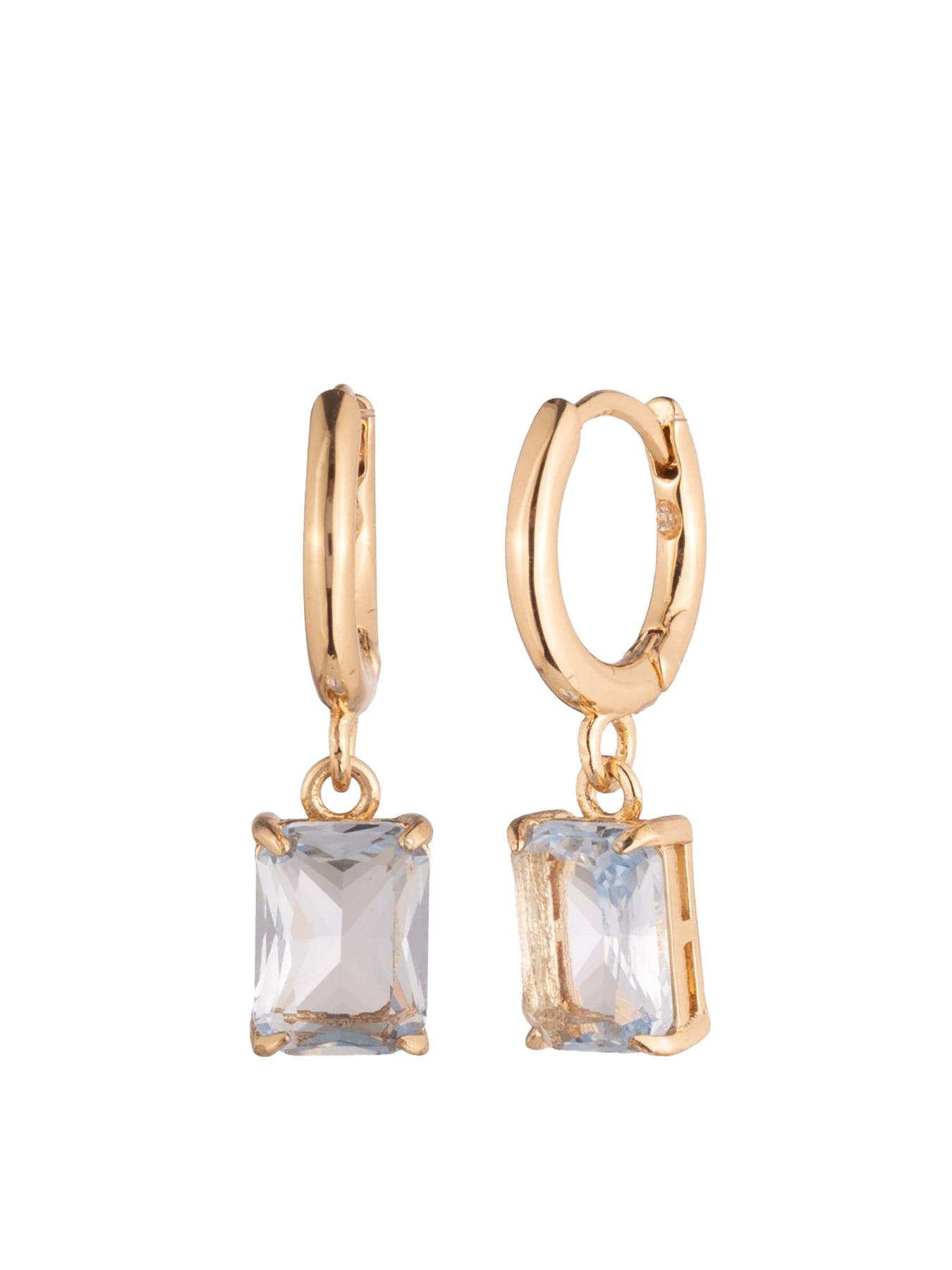 Huggie Drop Earrings with Sapphire Detail Gold