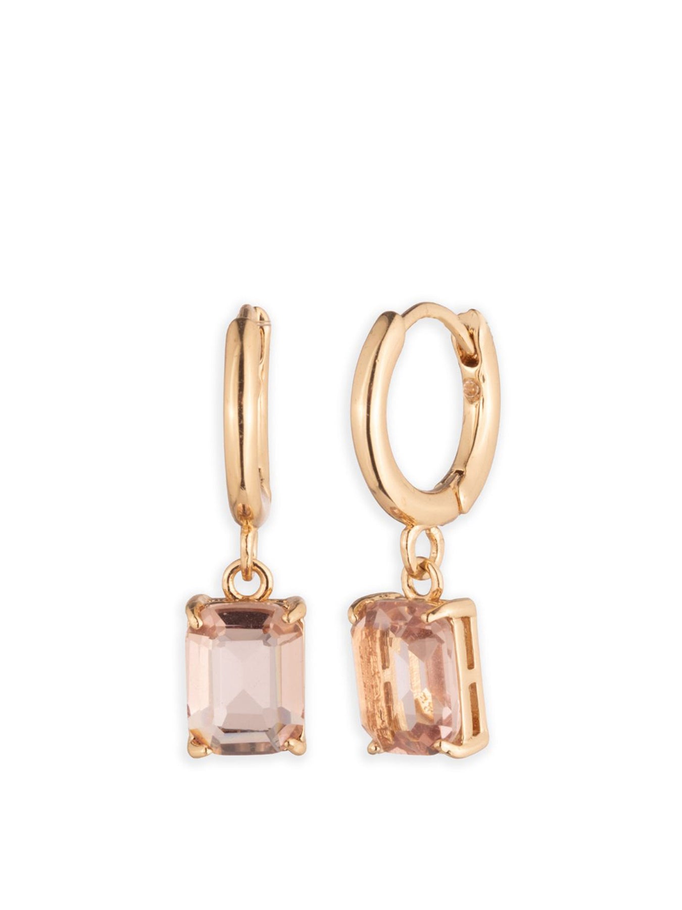 Huggie Drop Earrings Rose Detail Gold